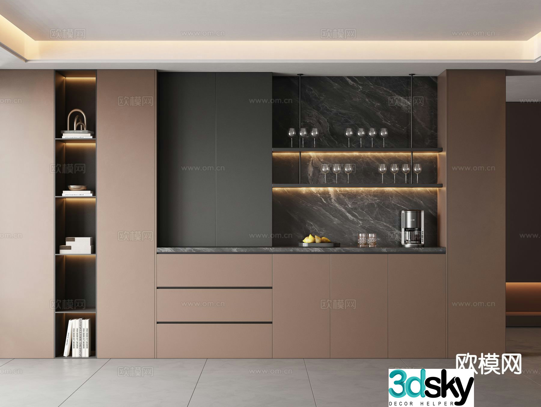 Italian sideboard wine cabinet 3d model