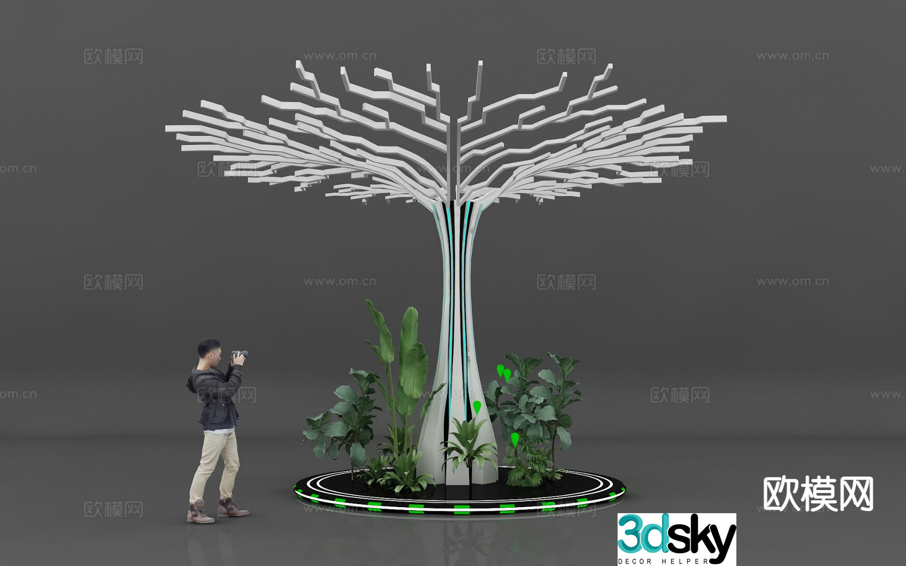 Modern technology modeling tree landscape sketch 3D model