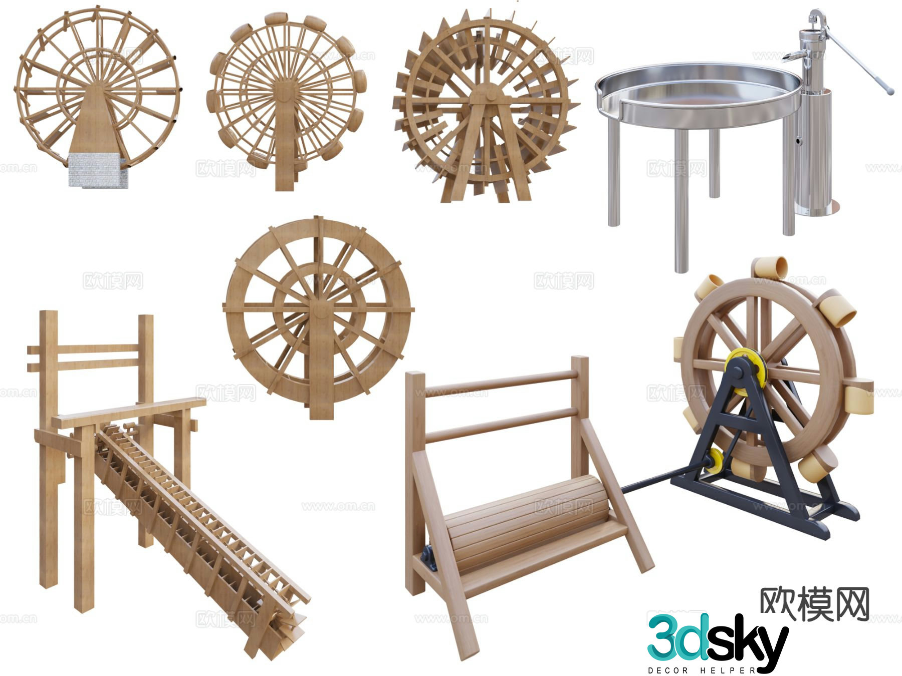 Modern waterwheel 3d model