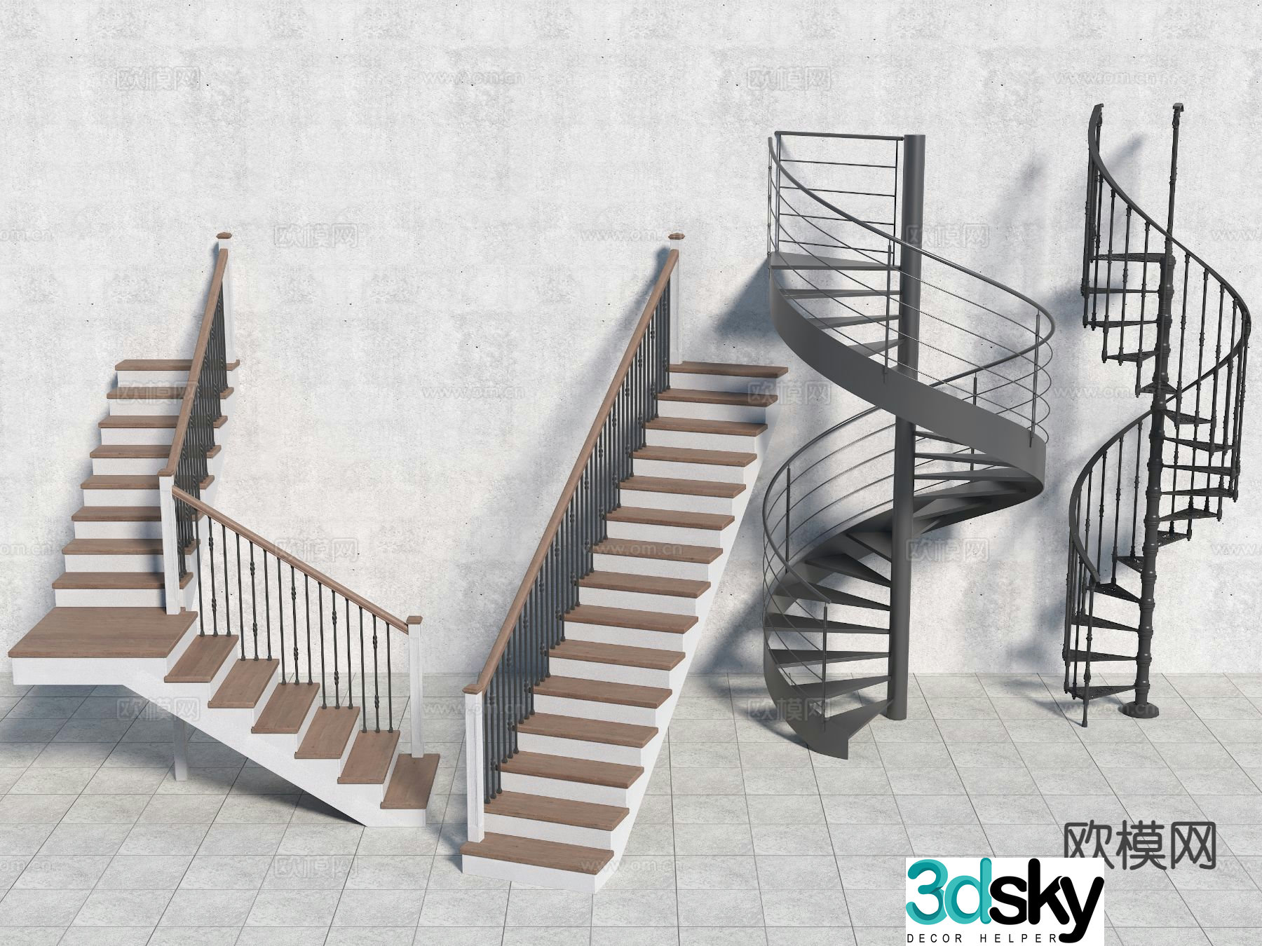 spiral staircase handrail staircase 3d model