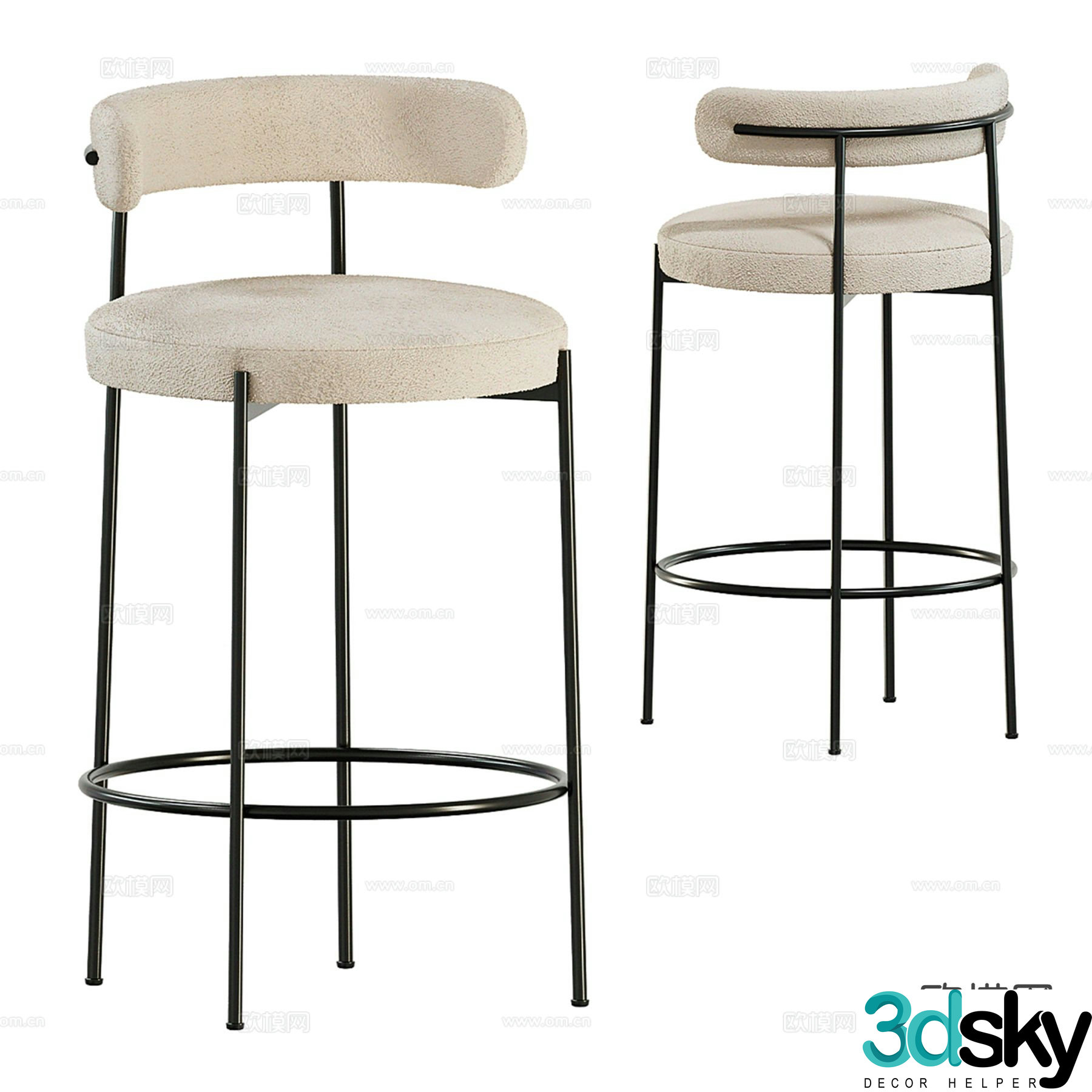 Modern bar stool bar stool high stool 3d model