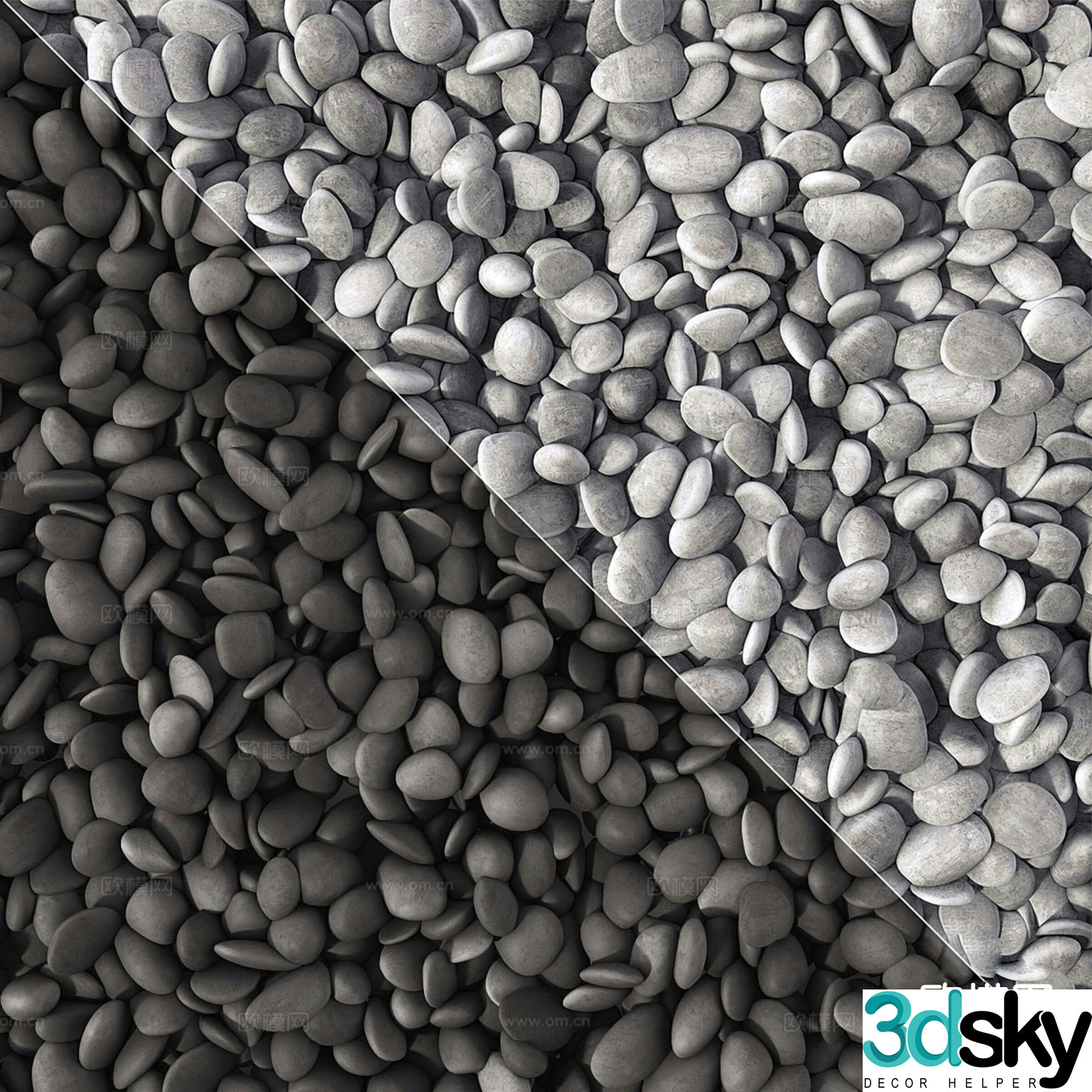 cobblestone gravel paving stone 3d model