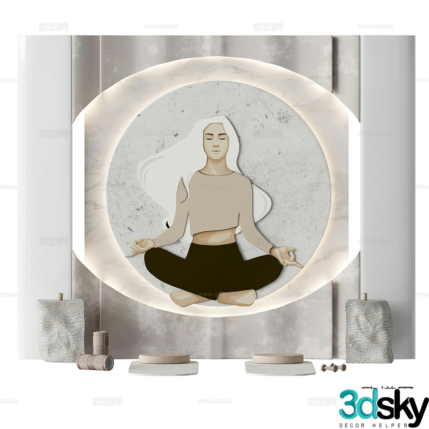 Yoga fitness set Yoga mat 3d model