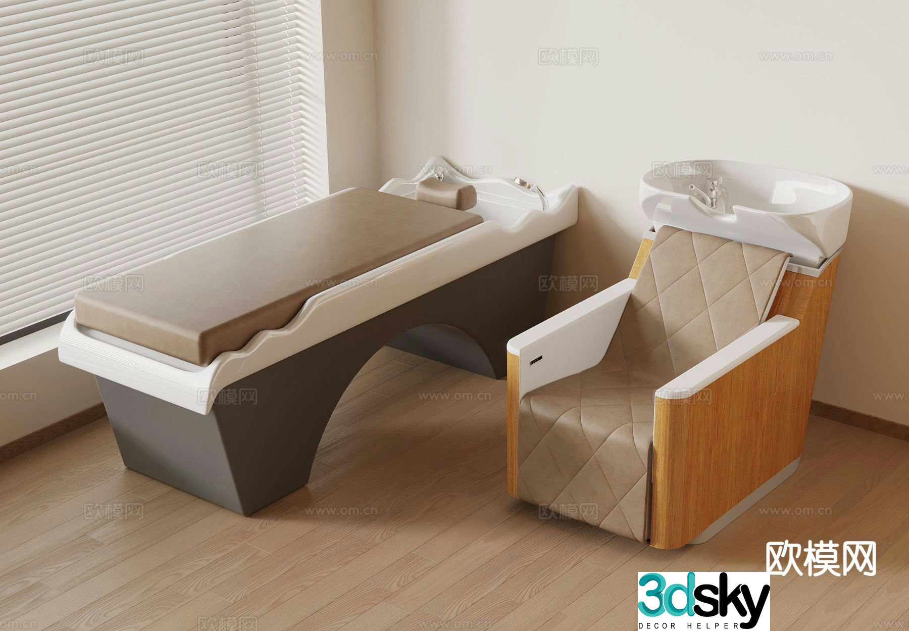 Modern shampoo chair hairdressing equipment 3d model
