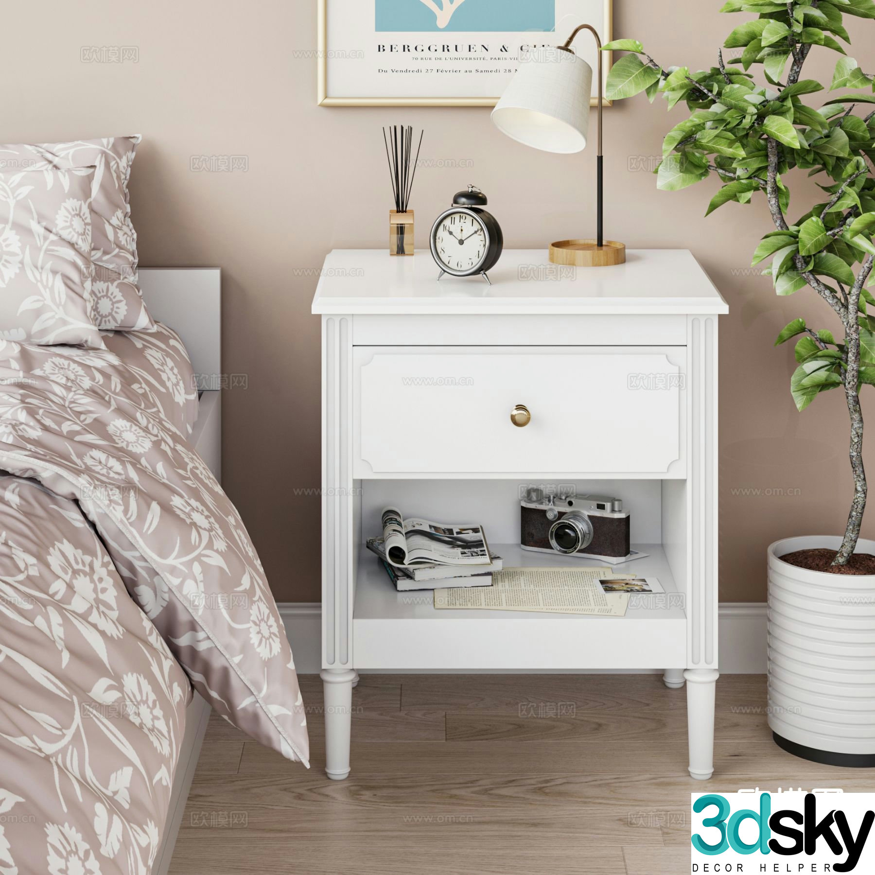 Nordic bedside table 3d model
