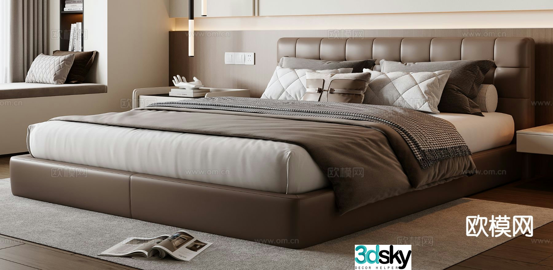 Italian double bed 3d model