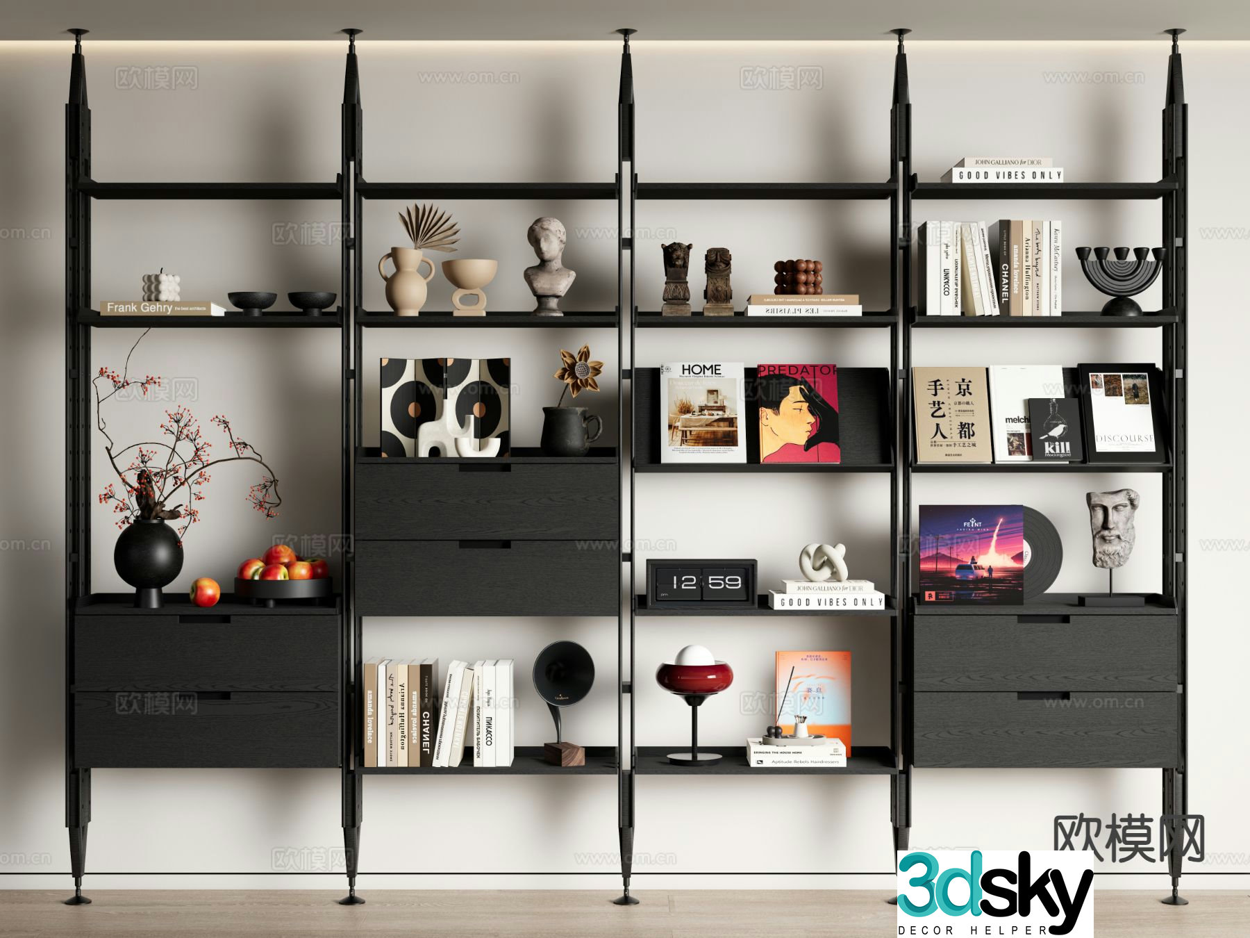 Modern bookshelf storage rack 3d model