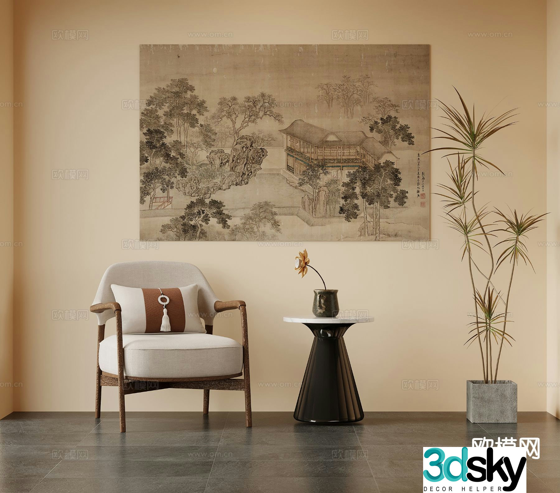 New Chinese style leisure sofa 3d model