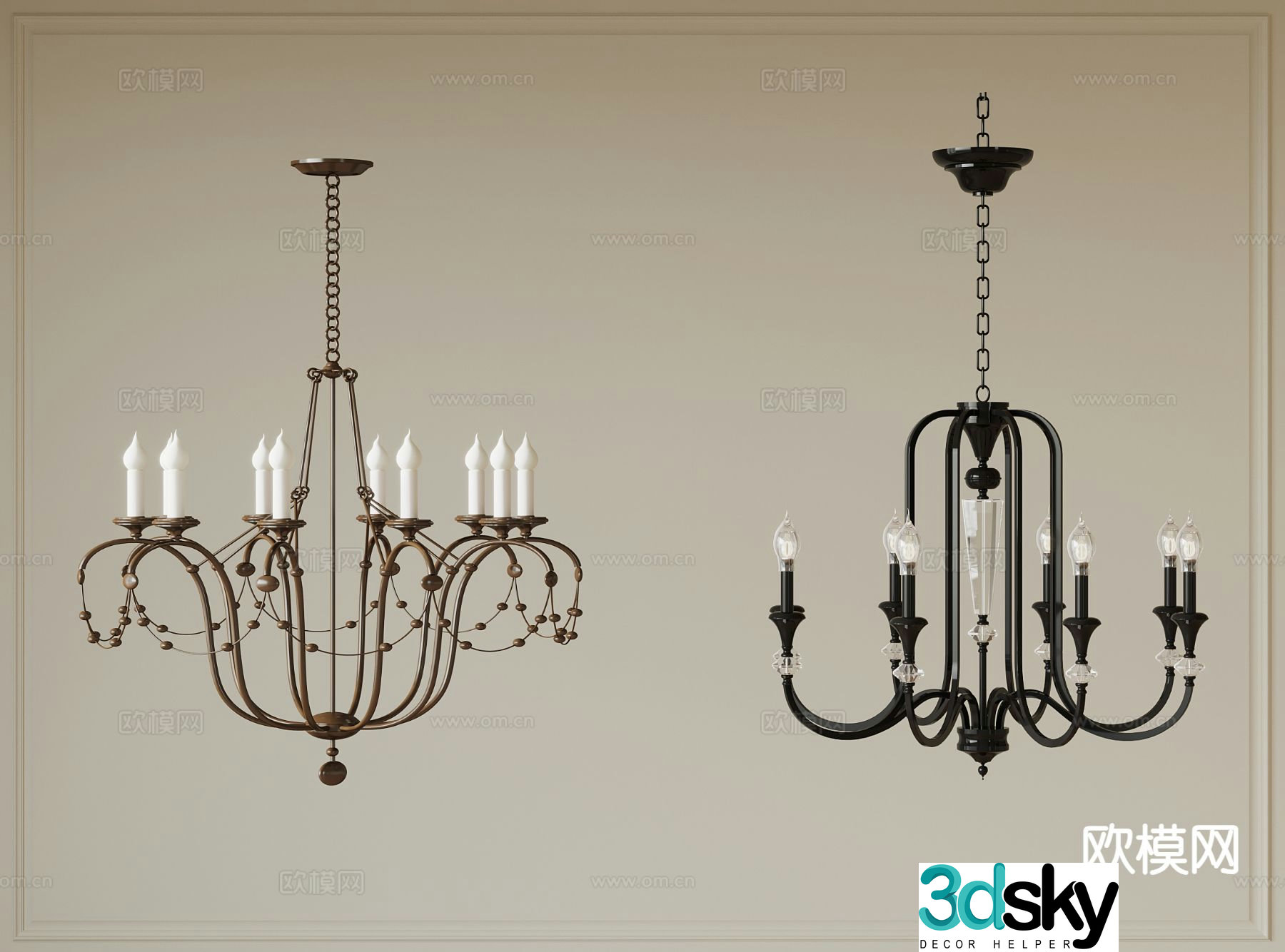 French Chandelier Hall Chandelier 3D Model