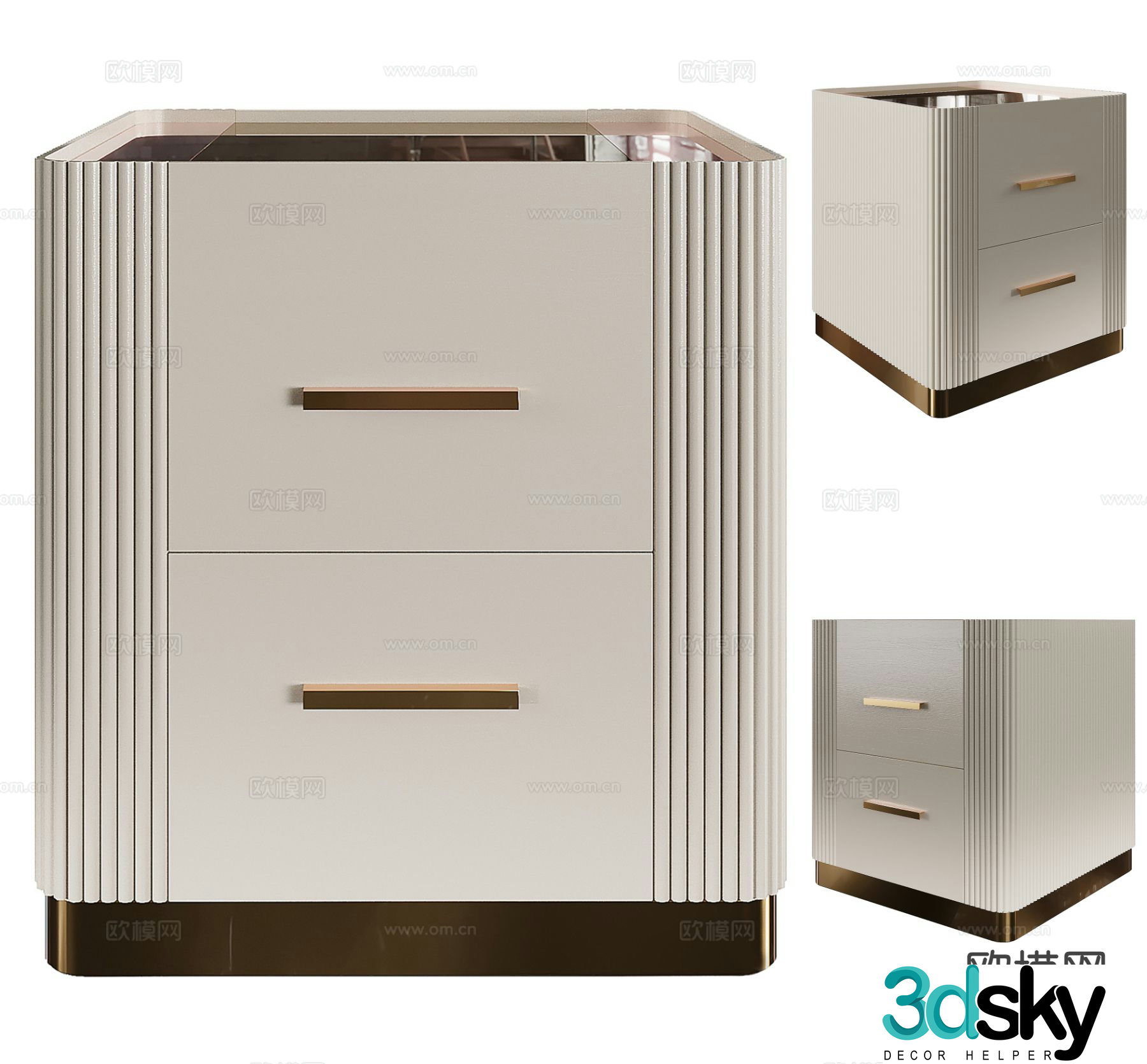 Light luxury bedside table 3D model