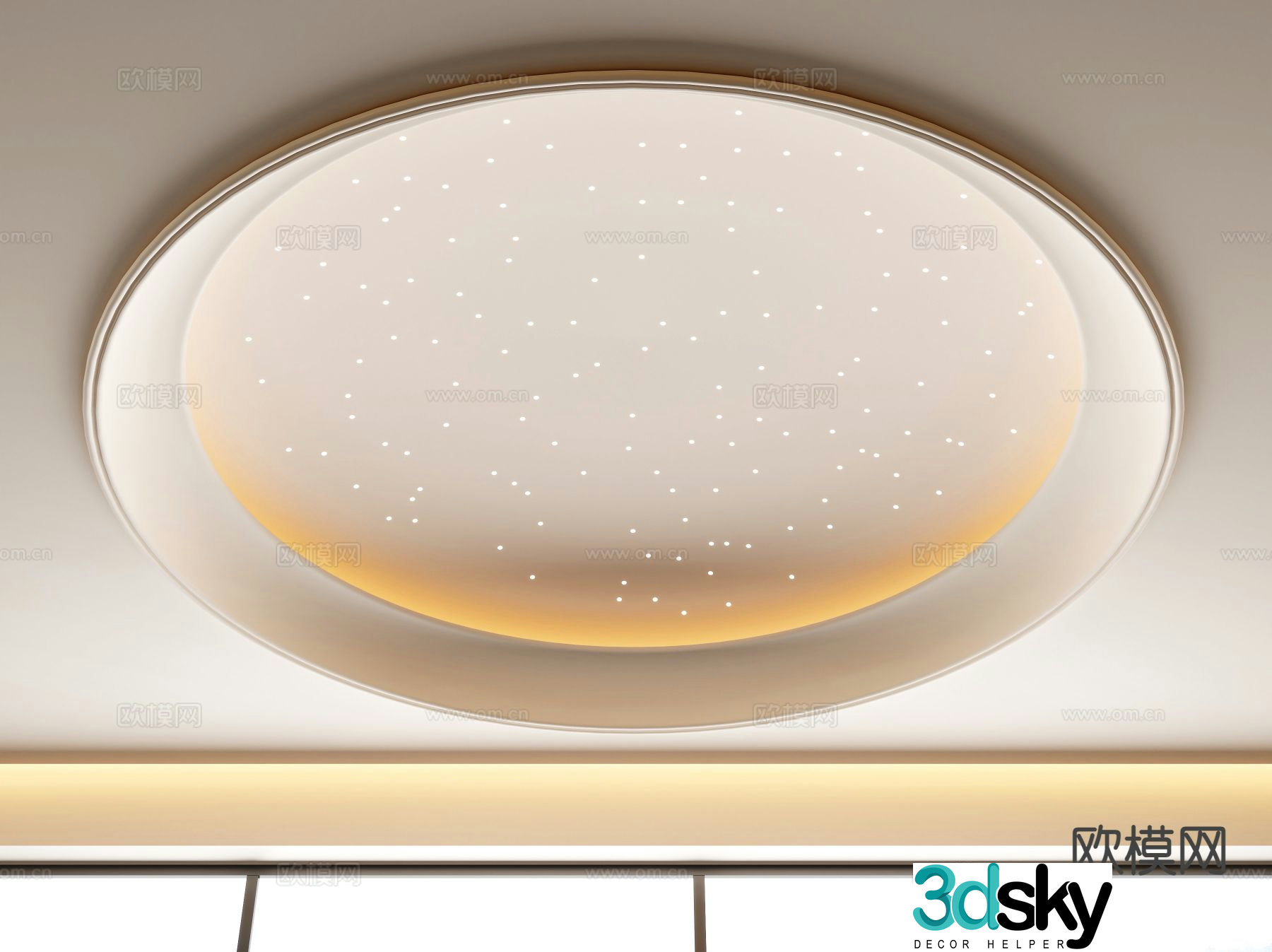 Modern circular ceiling starry sky ceiling 3d model