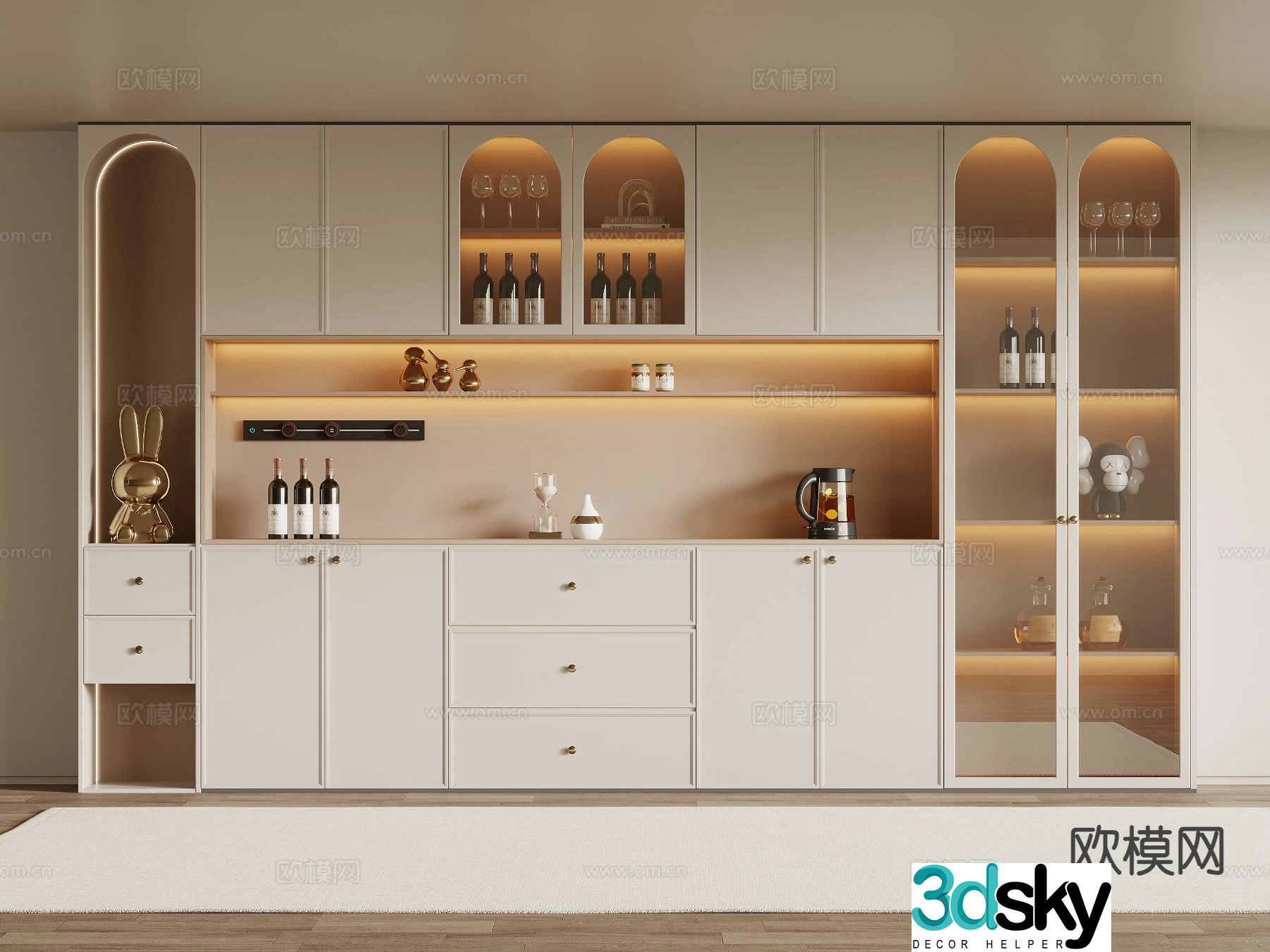 French wine cabinet sideboard 3d model