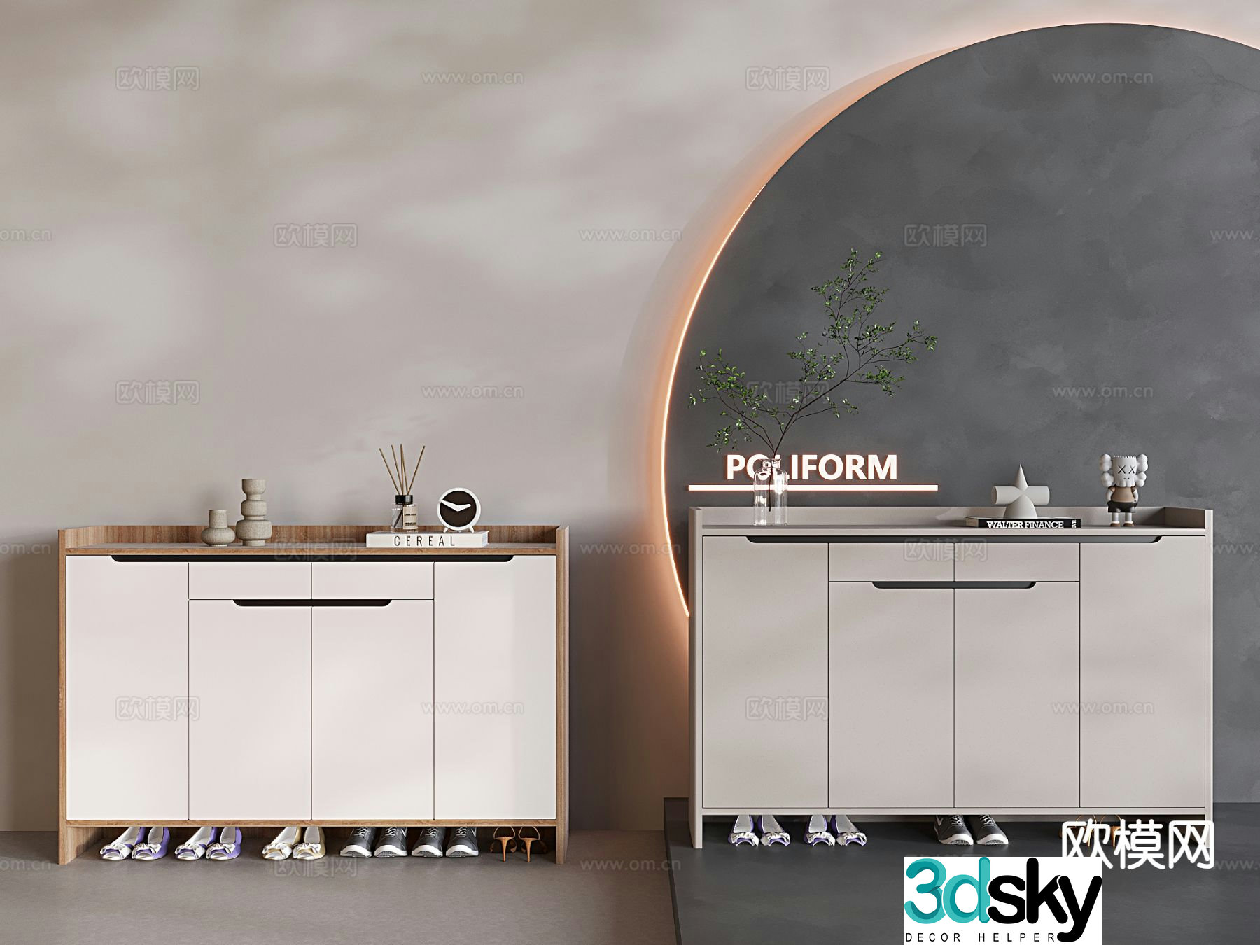 Modern entrance shoe cabinet storage shoe cabinet 3d model