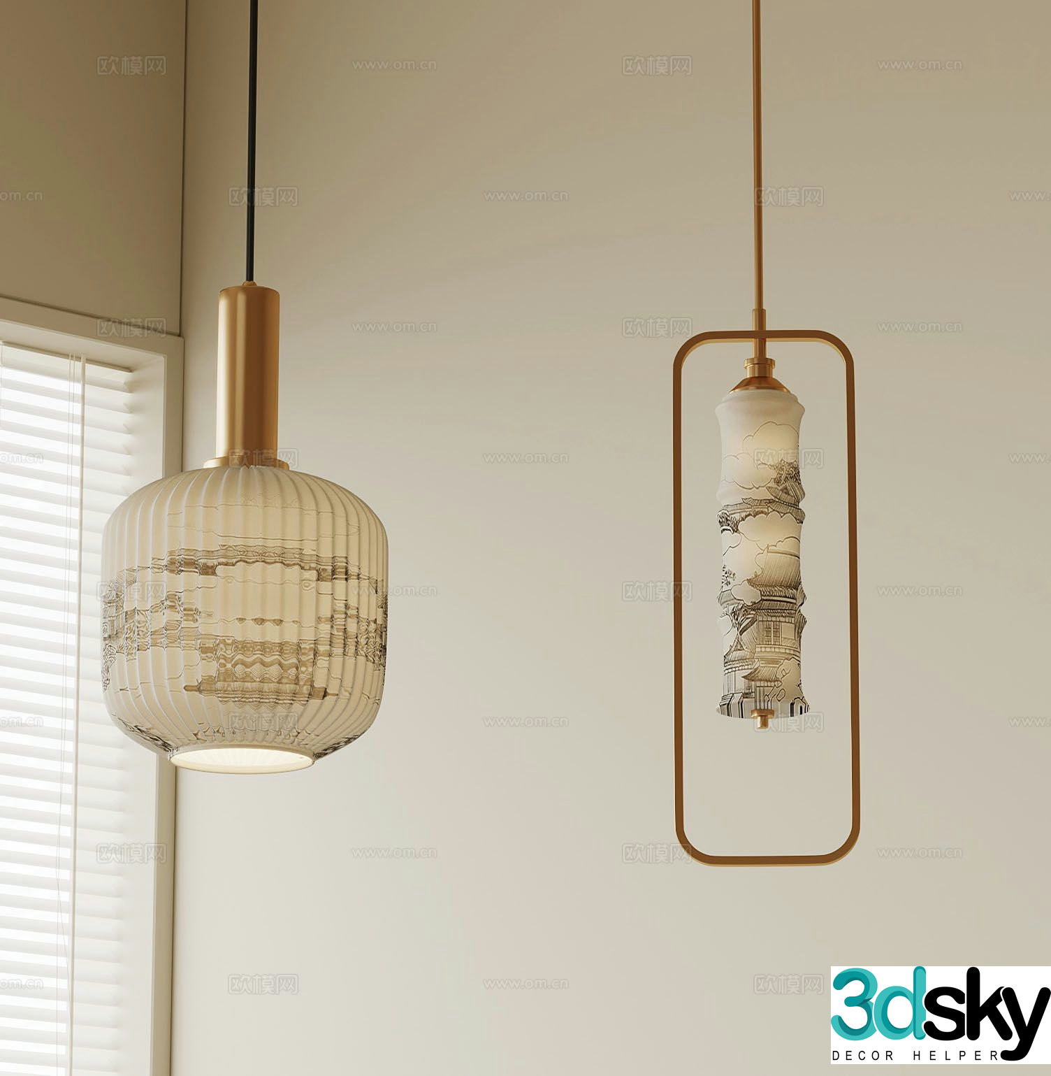New Chinese style chandelier 3d model