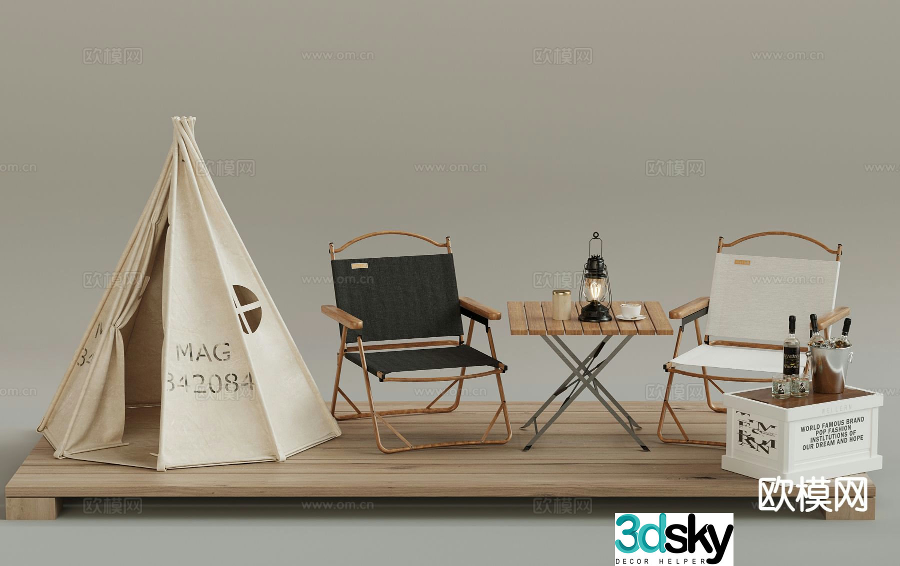 Outdoor camping equipment outdoor chair tent 3d model