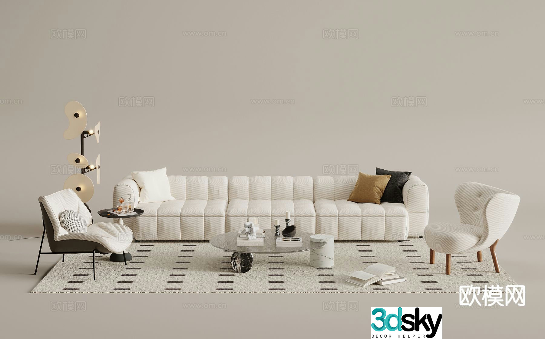 French sofa set 3d model