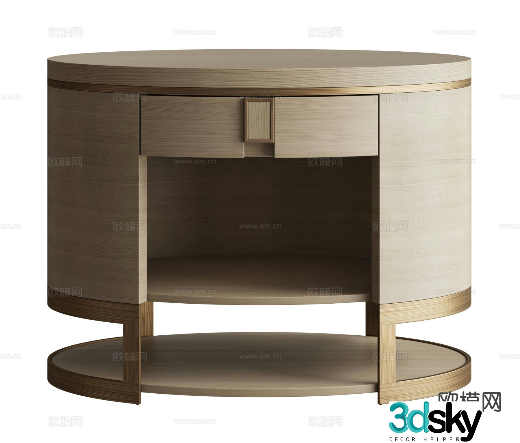 Log style bedside table 3d model