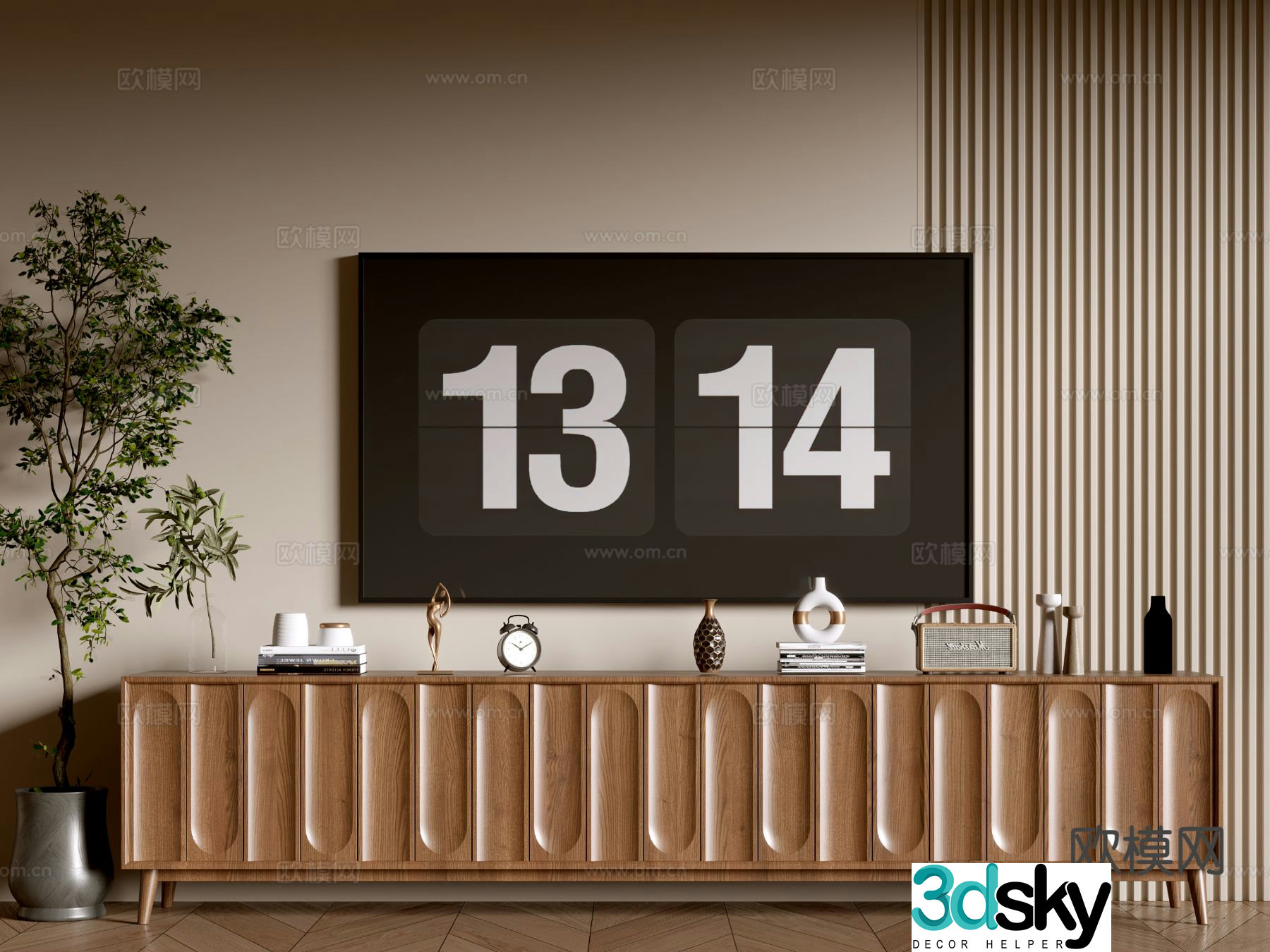 Middle-aged TV cabinet 3D model
