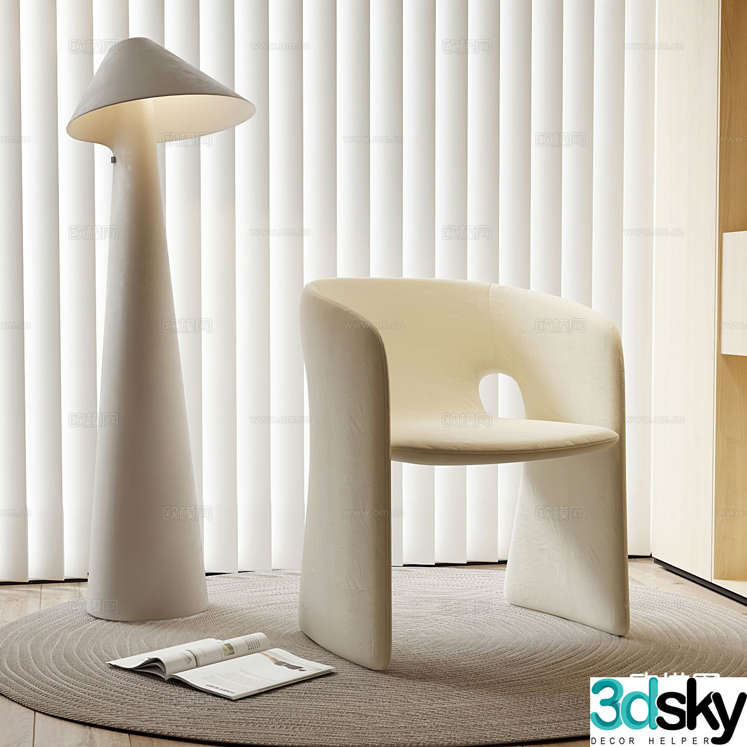 Cream style chair leisure chair 3d model