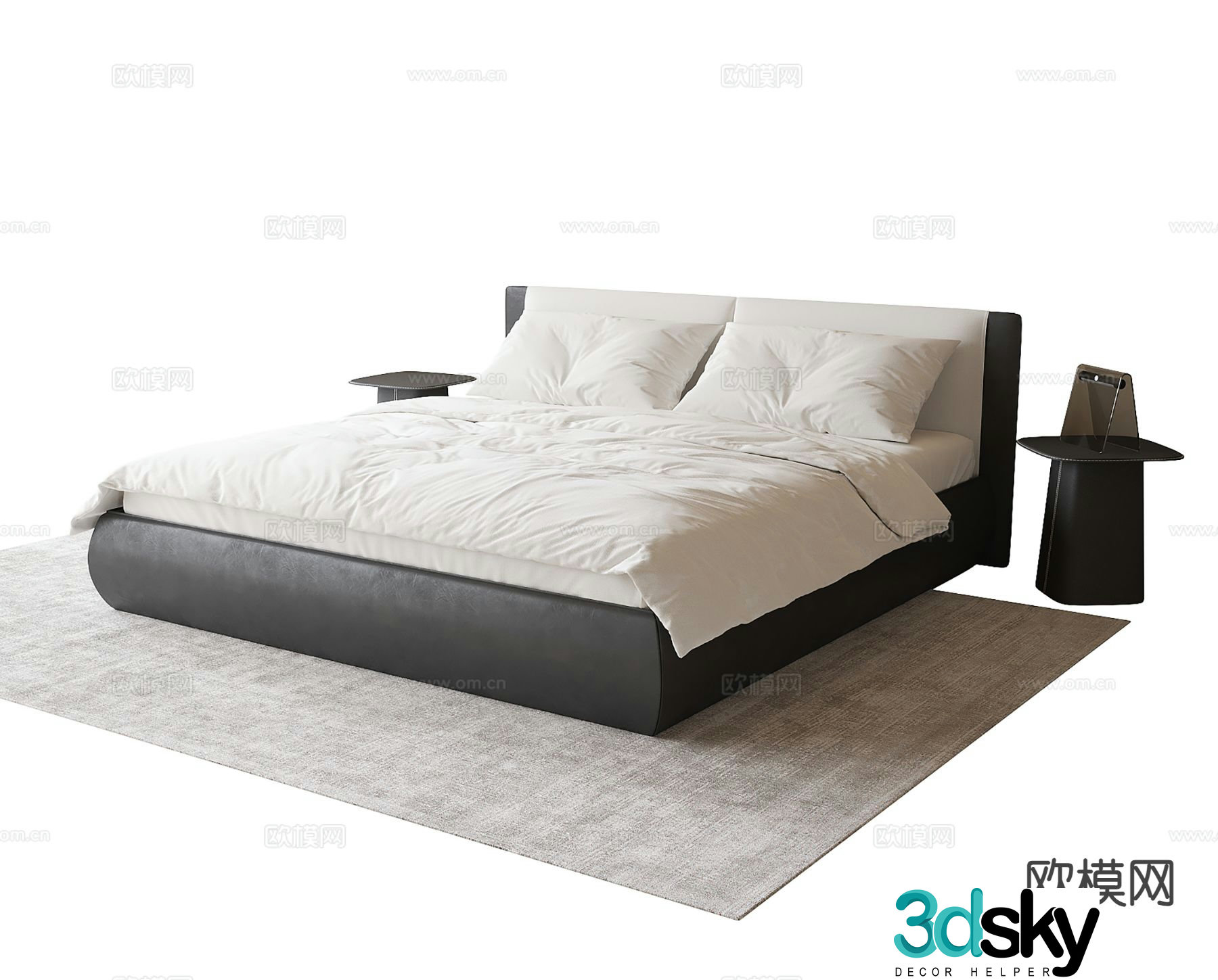 Modern double bed 3d model