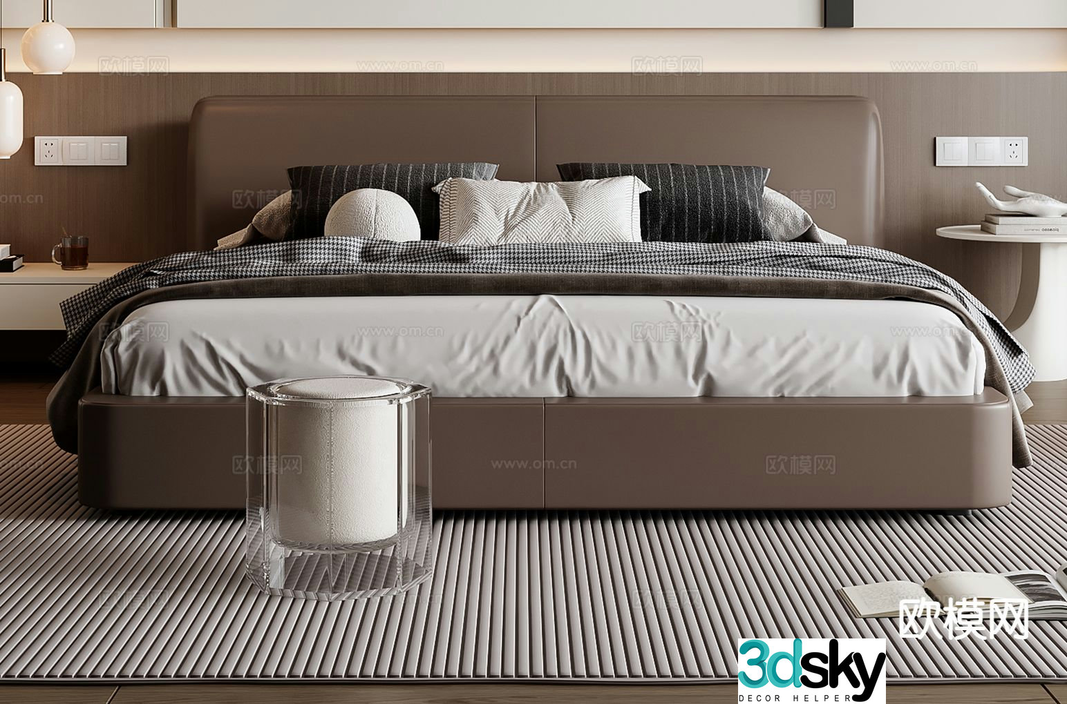 Italian double bed 3d model