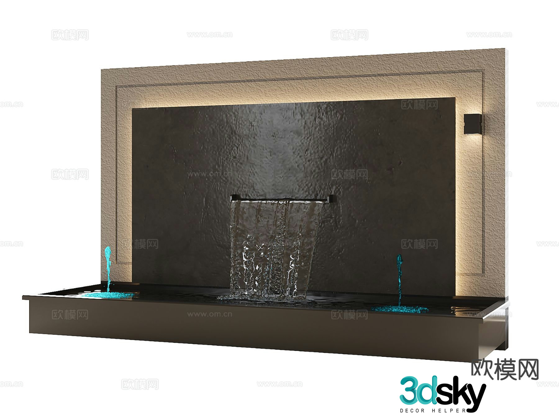 Courtyard water curtain water feature waterfront feature wall 3D model