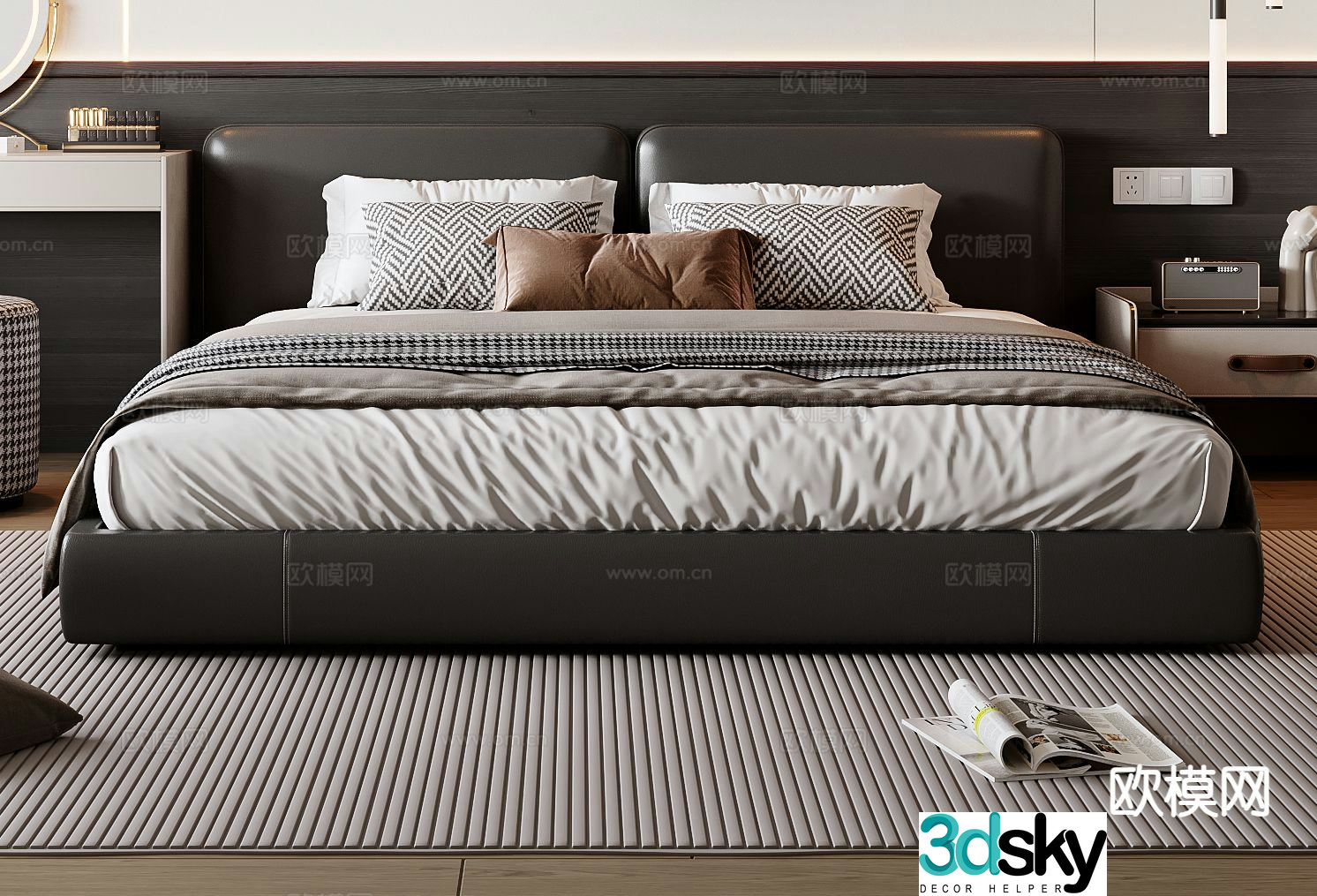 Italian double bed 3d model