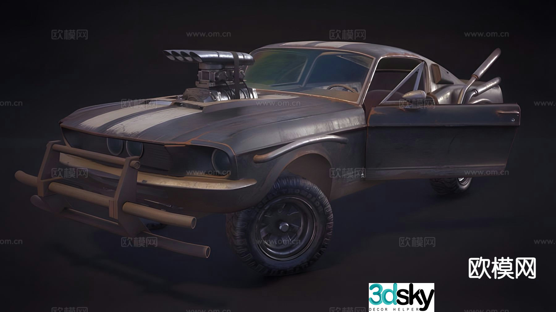 Post apocalyptic car sports car 3d model