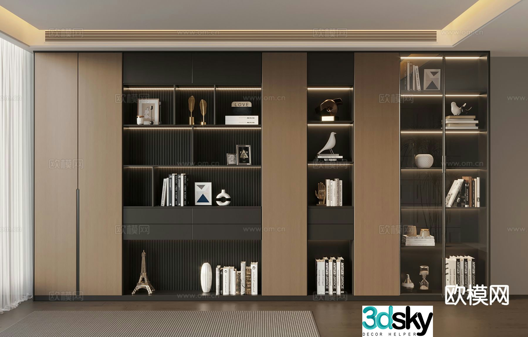 Italian bookcase 3d model