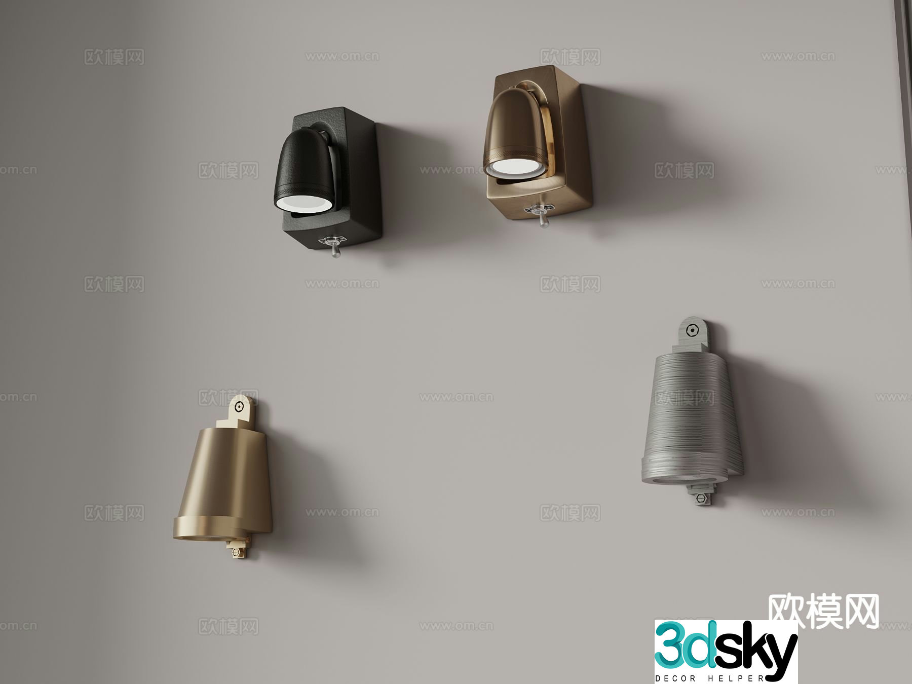Industrial wind wall lamp rotating wall lamp 3d model