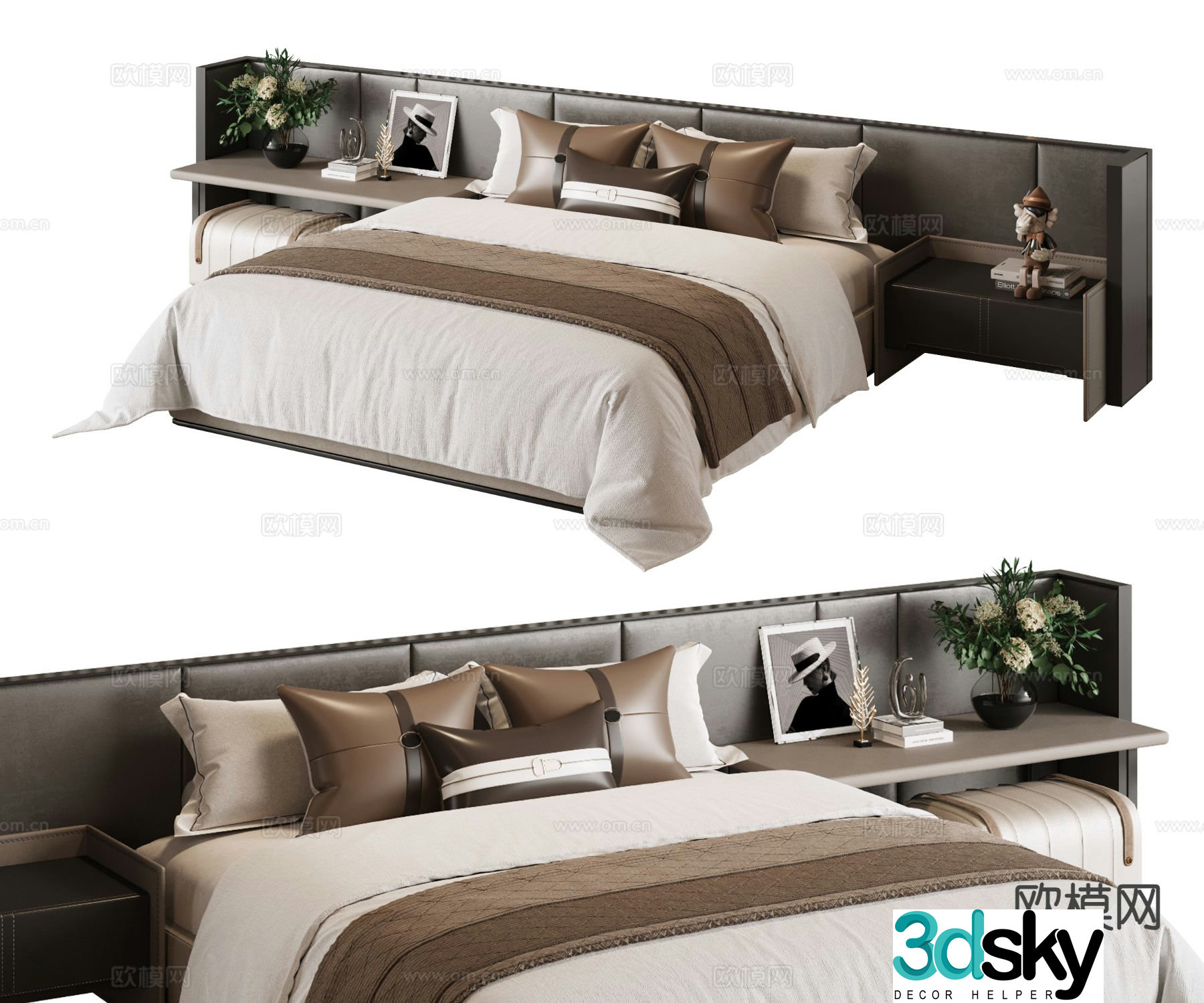 Medieval style double bed 3d model