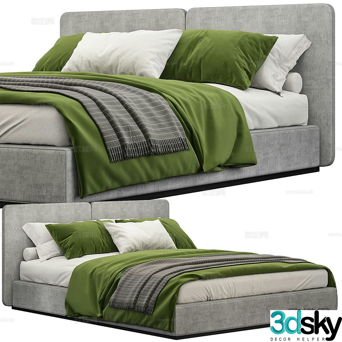 Modern double bed 3d model
