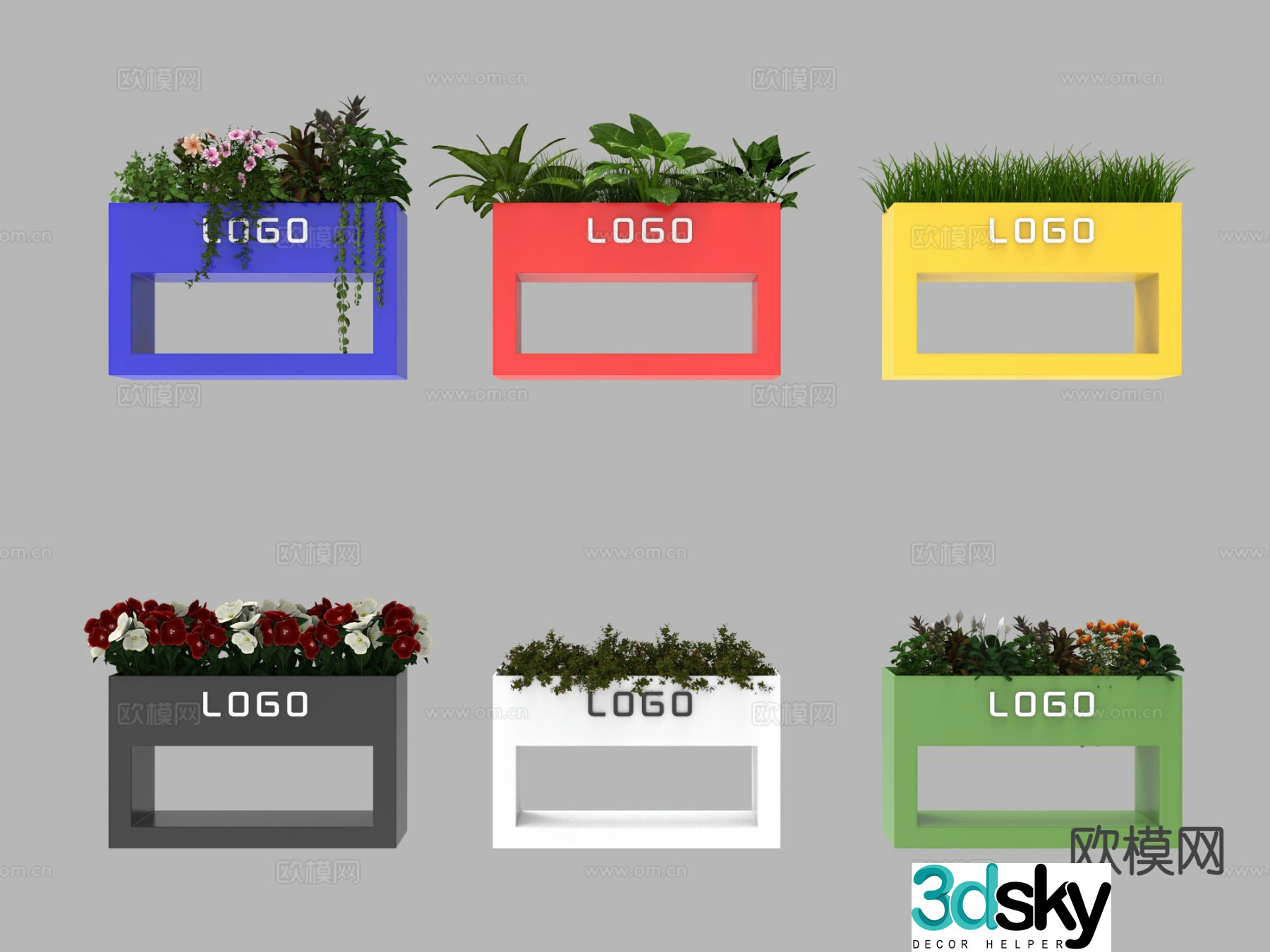 Commercial outdoor flower box flower pond flower bed 3d model