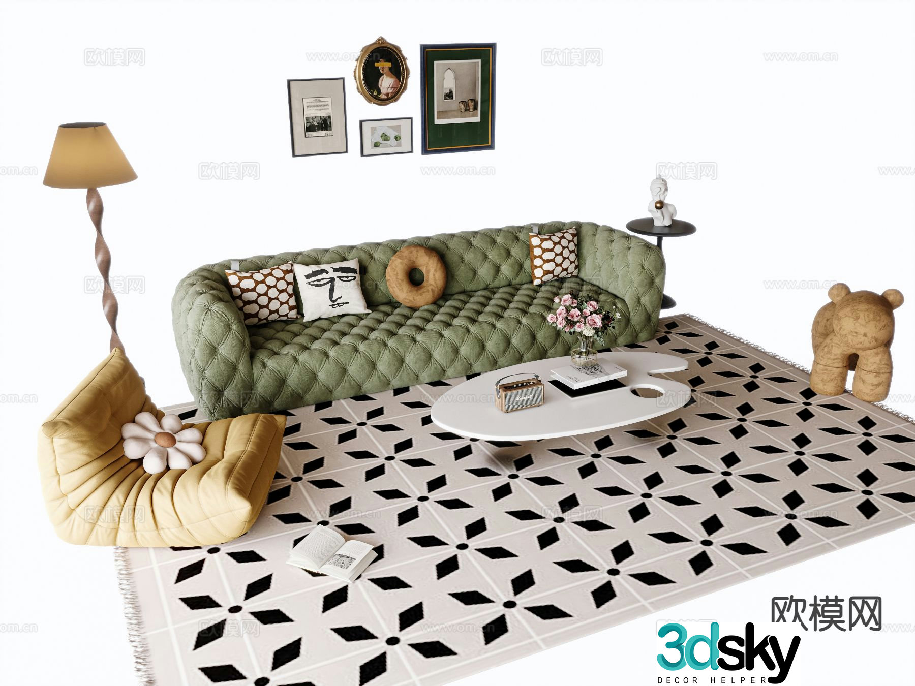 French combination sofa 3d model