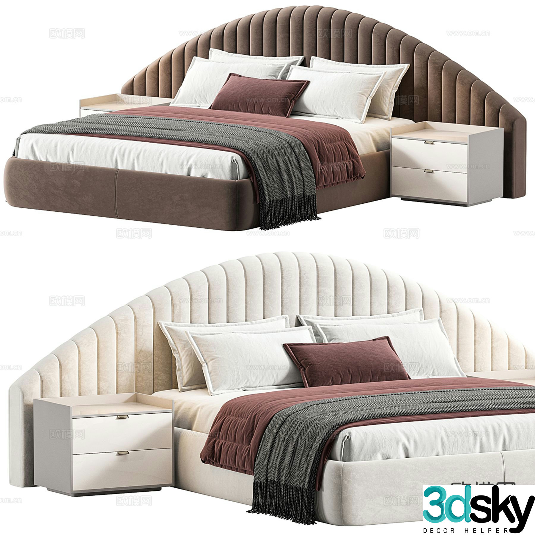 Decoreo European style double bed 3d model