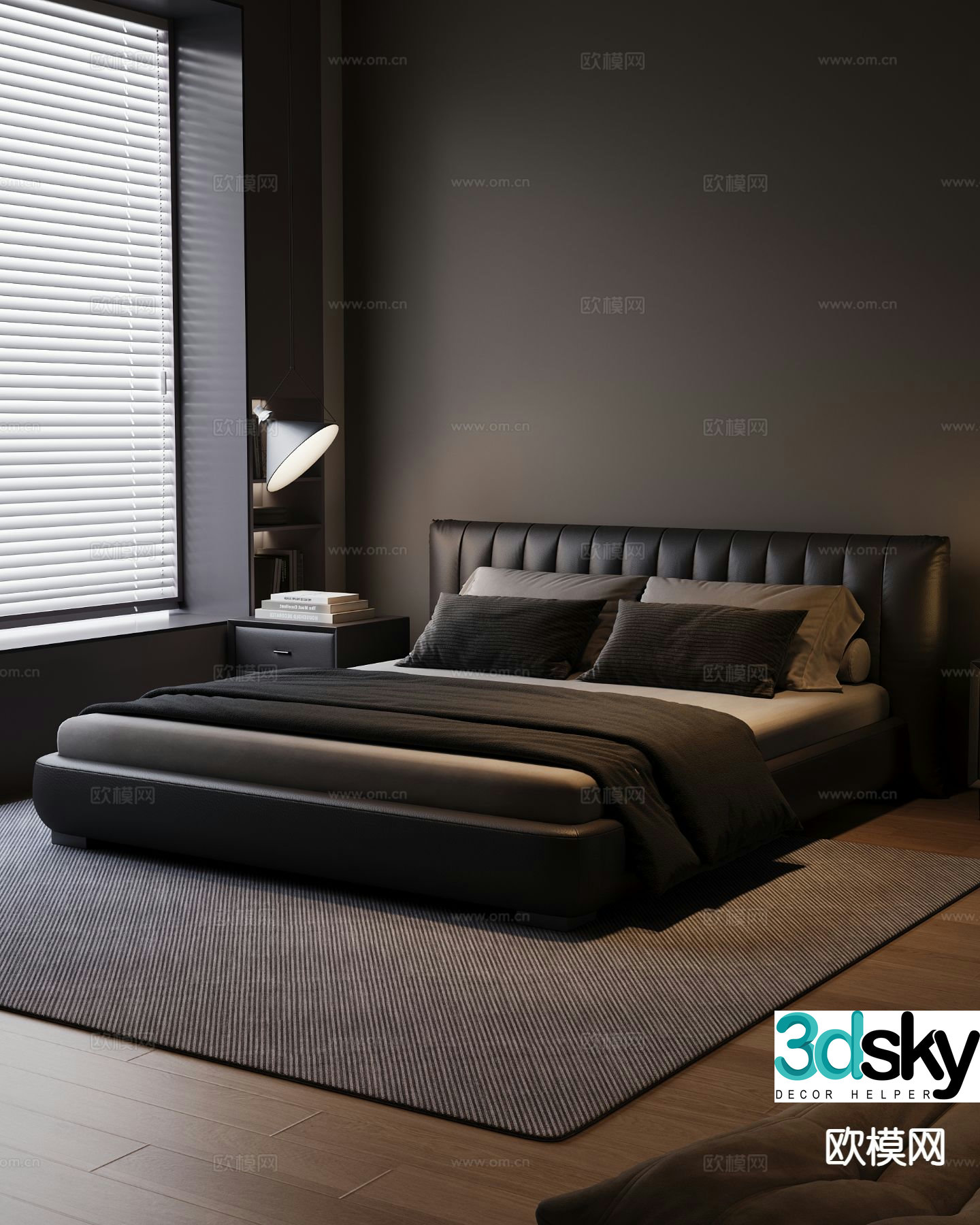 Italian double bed 3d model