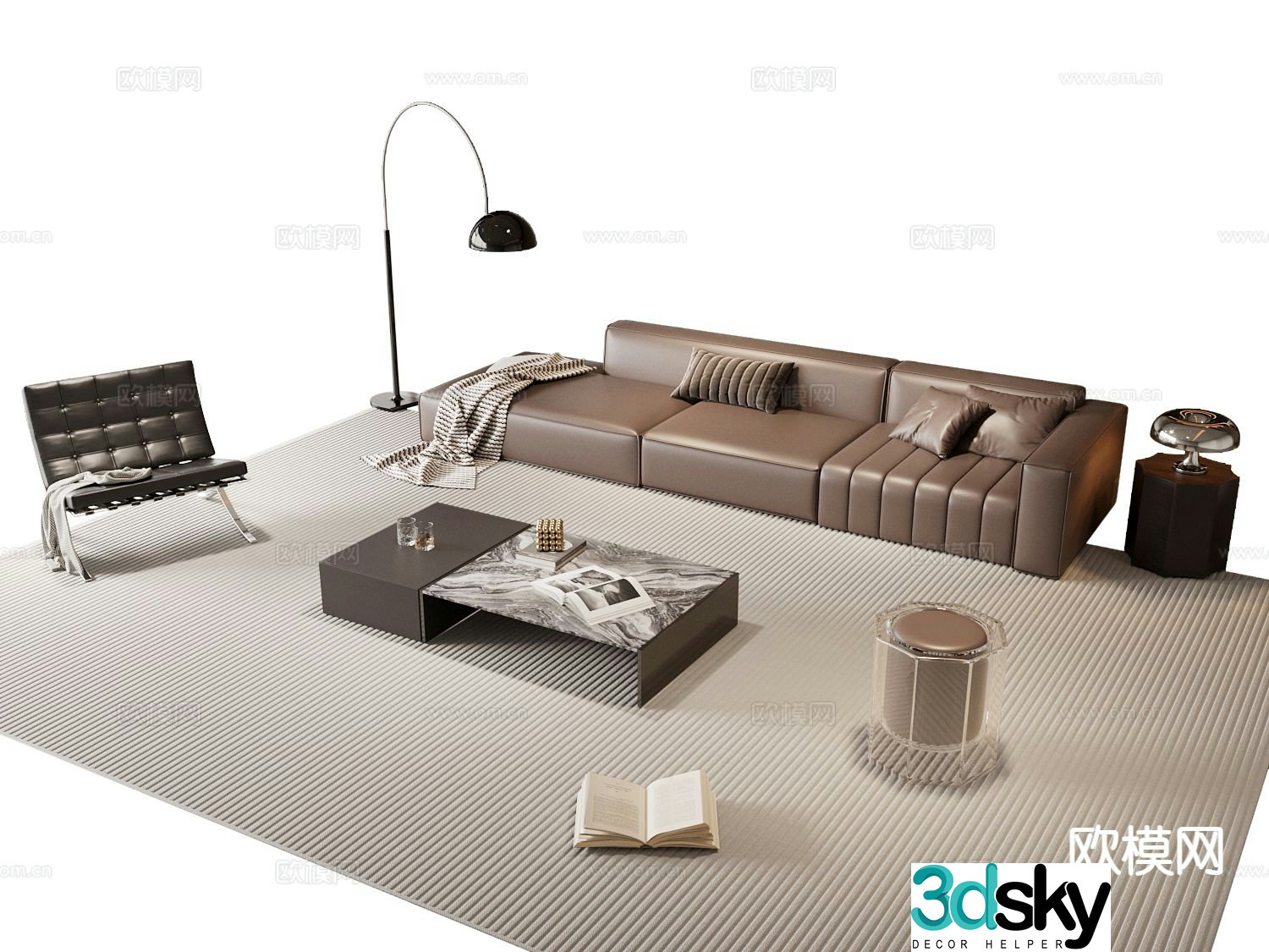 Italian sectional sofa 3d model