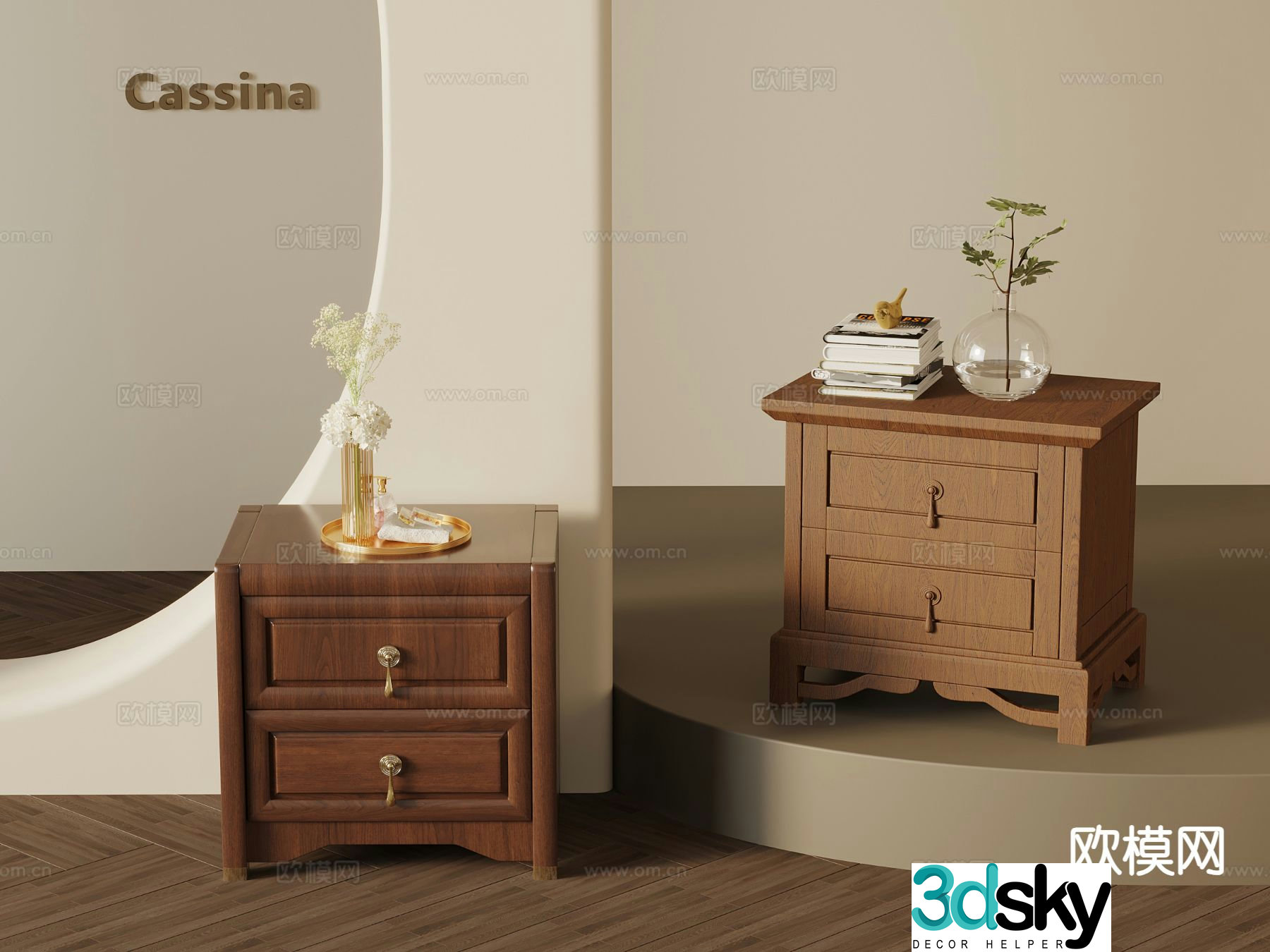 Log style bedside table 3d model