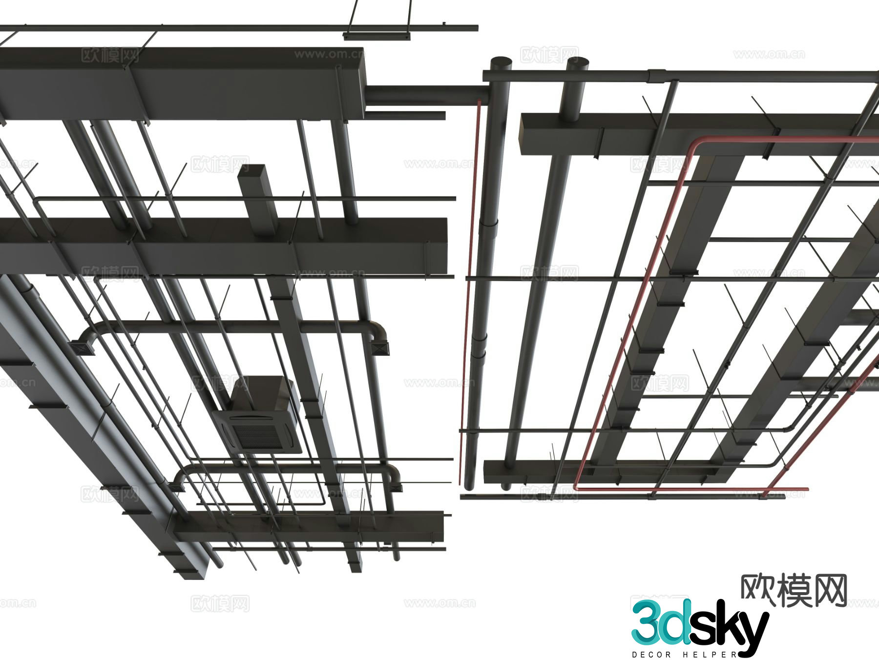 Ventilation duct ceiling Pipe ceiling Fire piping 3D model