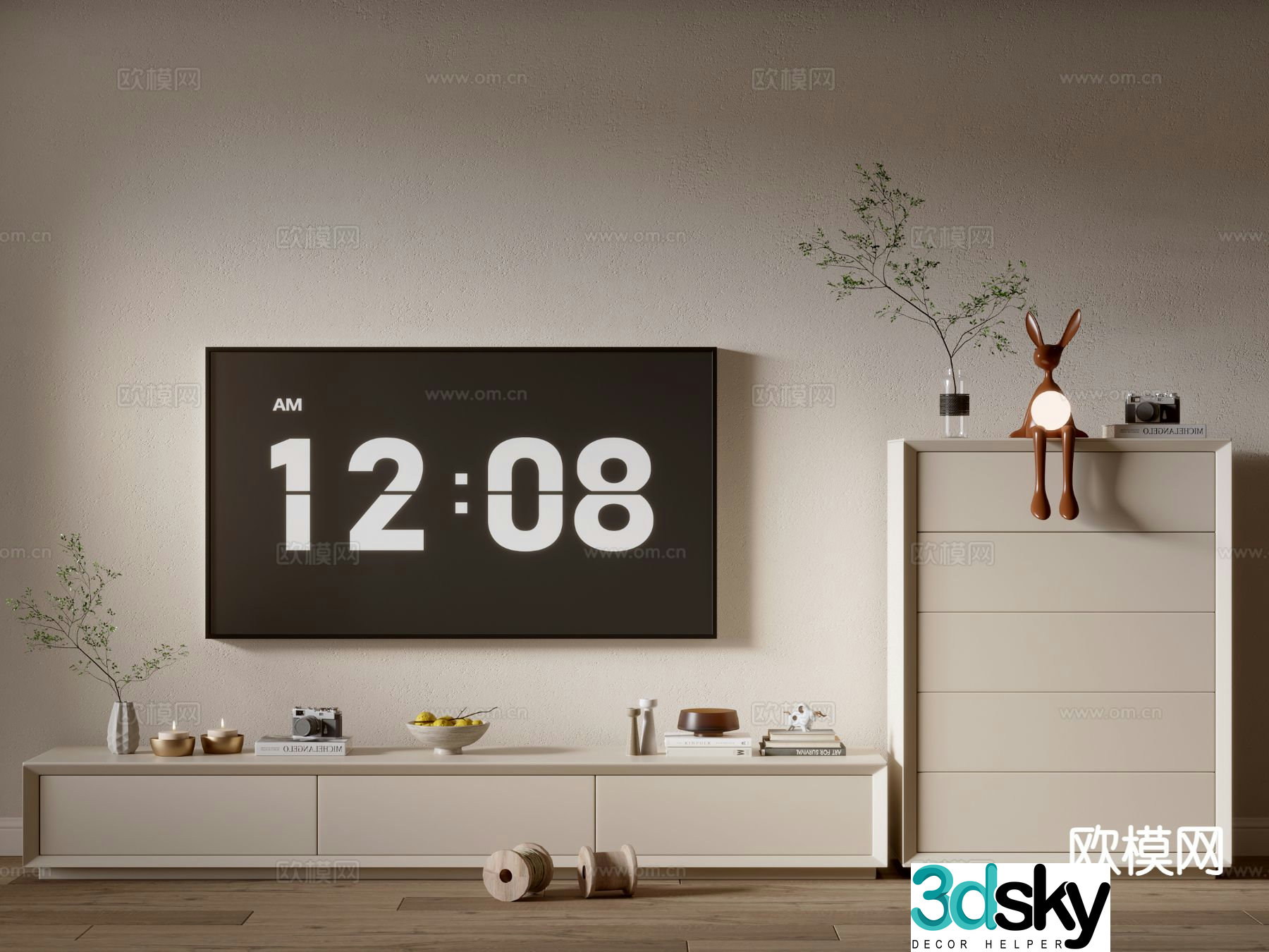 Creamy air TV cabinet 3d model
