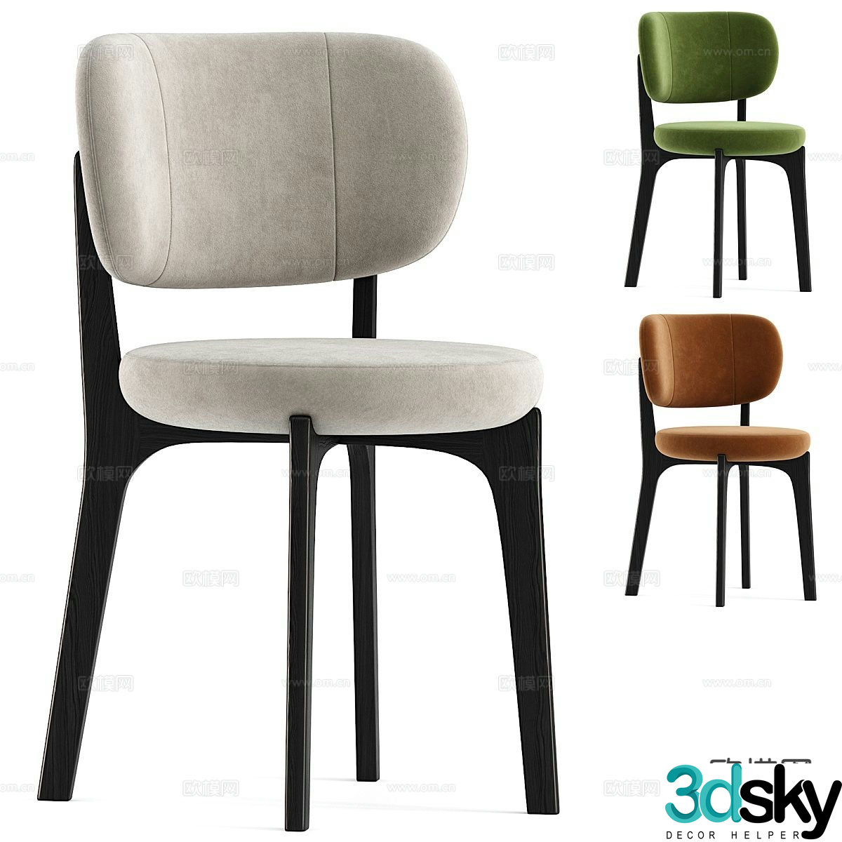 Modern single chair chair dining chair 3d model