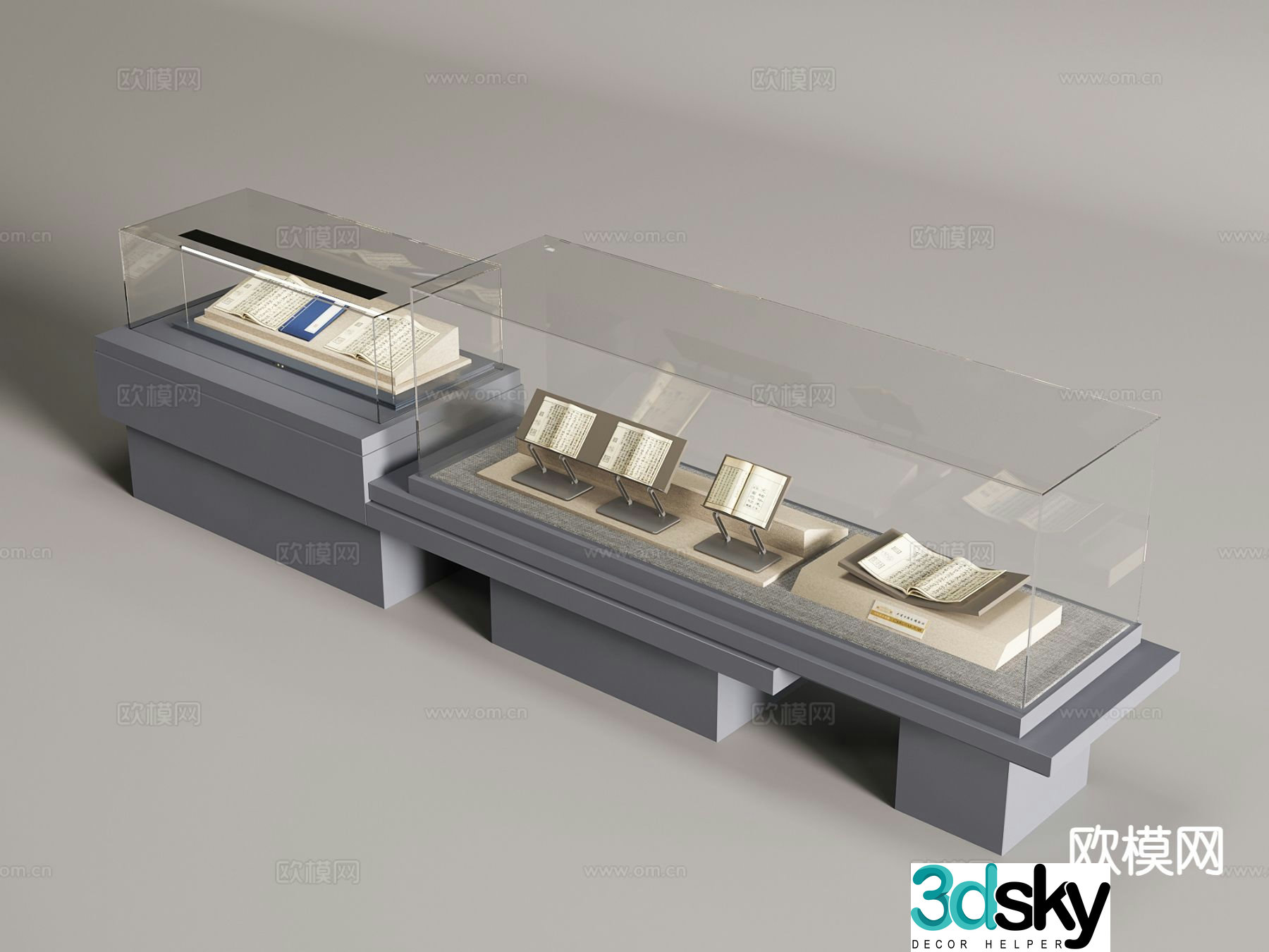 Booth Display Cabinet Museum Display 3D Model