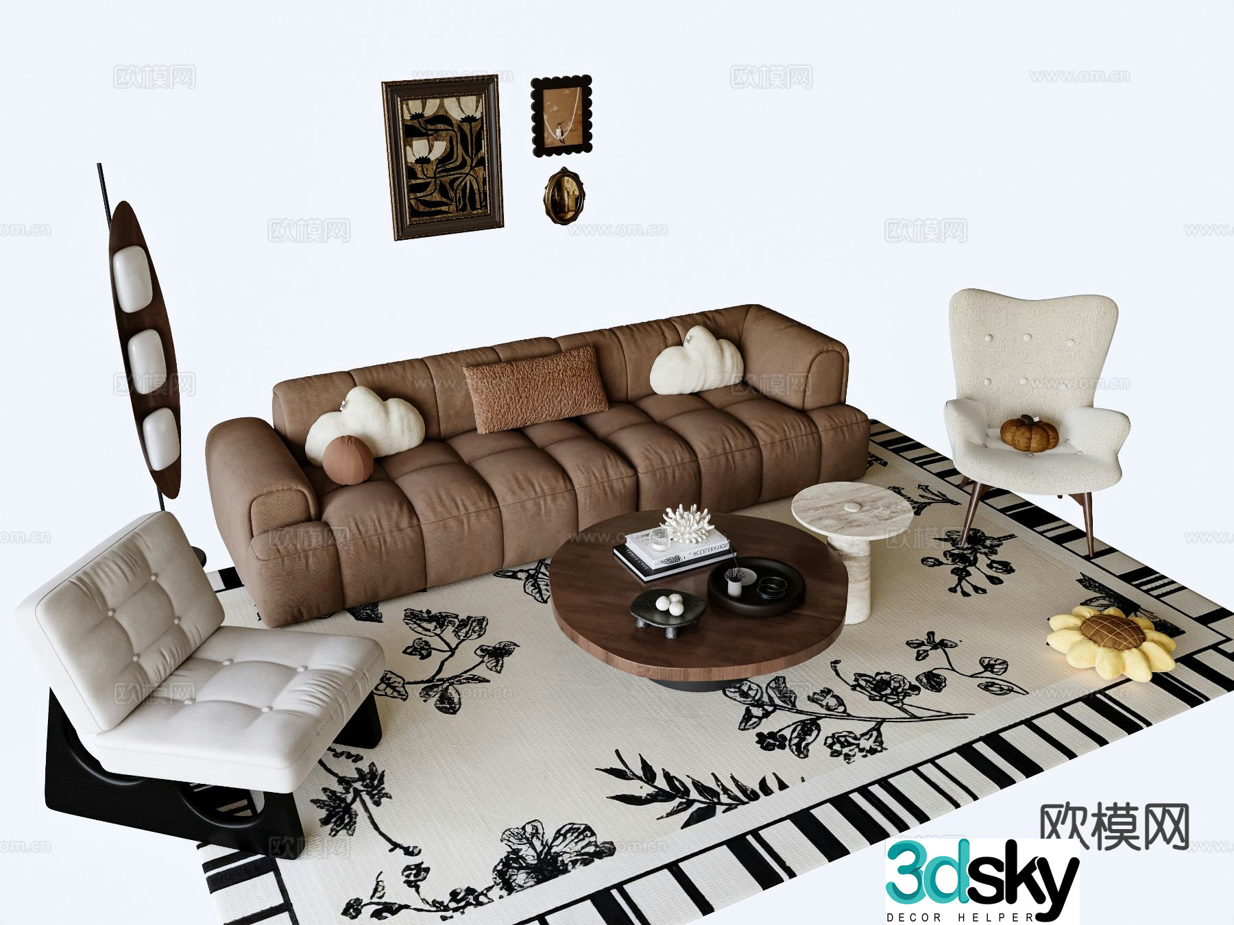 Medieval style modular sofa 3D model