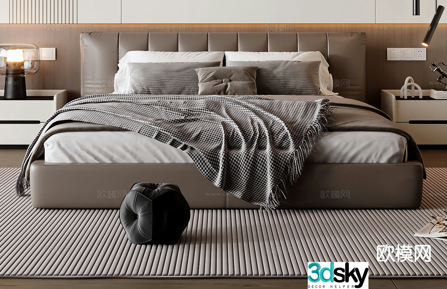 Italian double bed 3d model