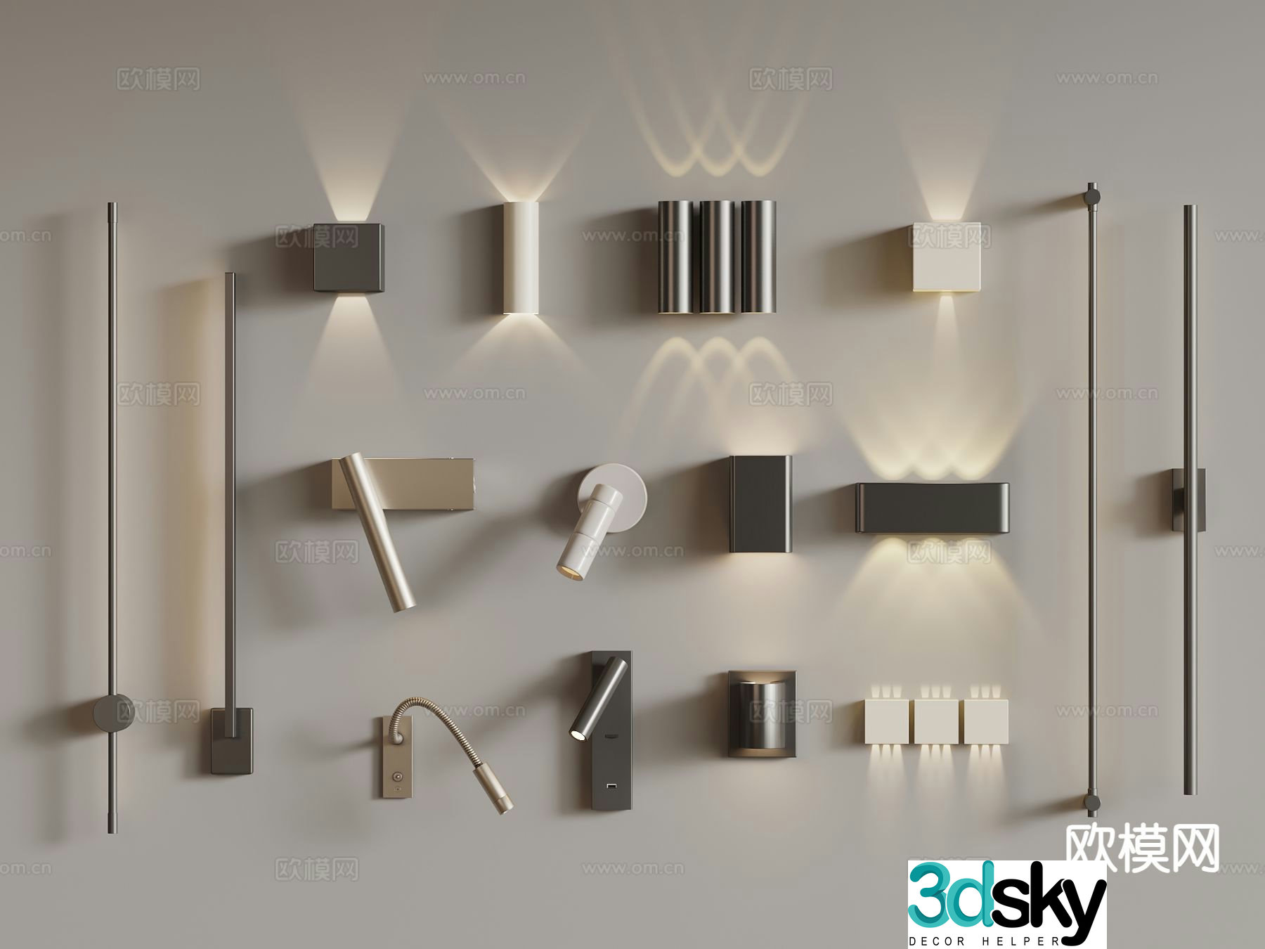 Modern wall lamp strip wall lamp reading lamp 3d model