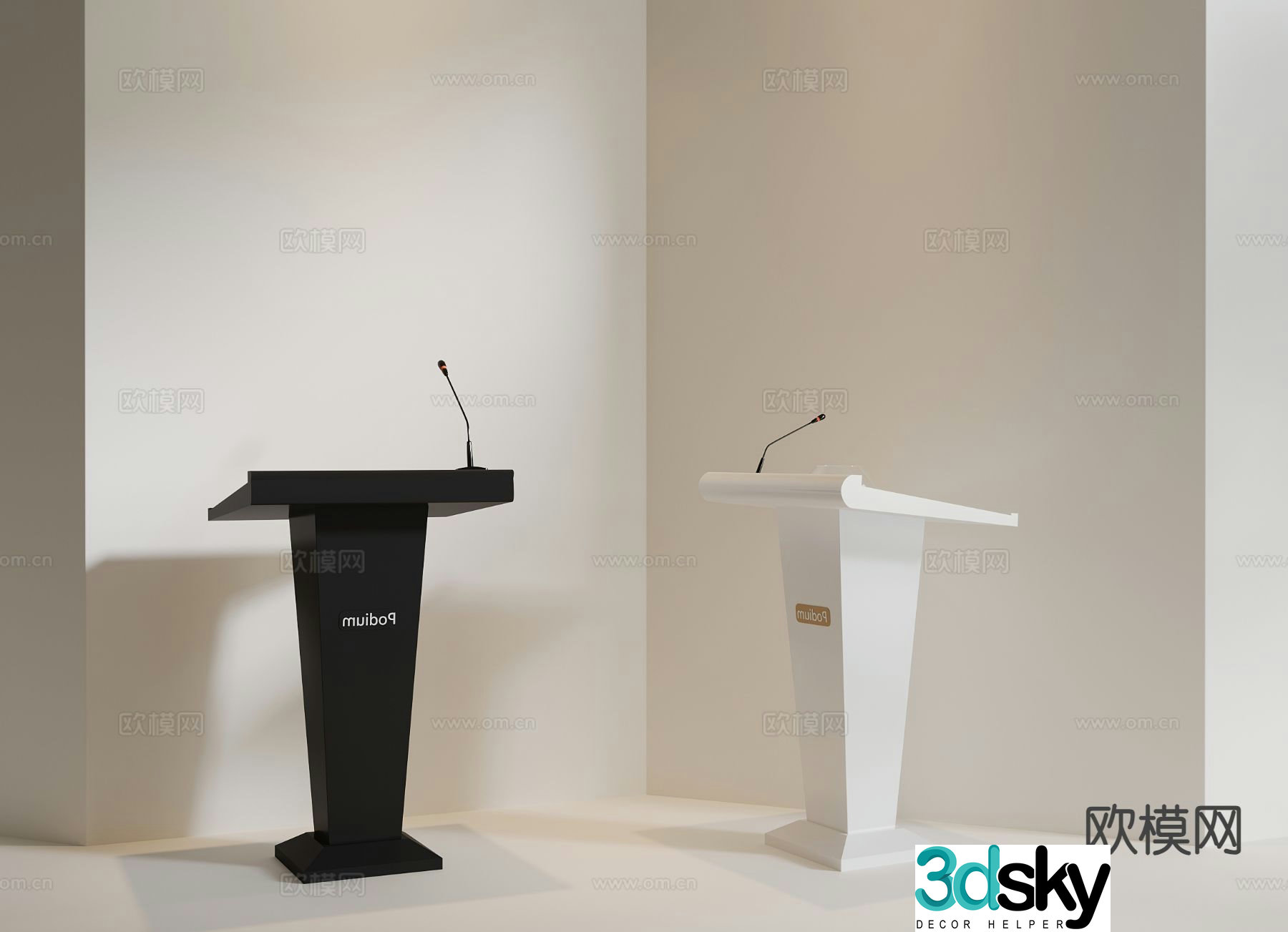 modern podium lecture table 3d model