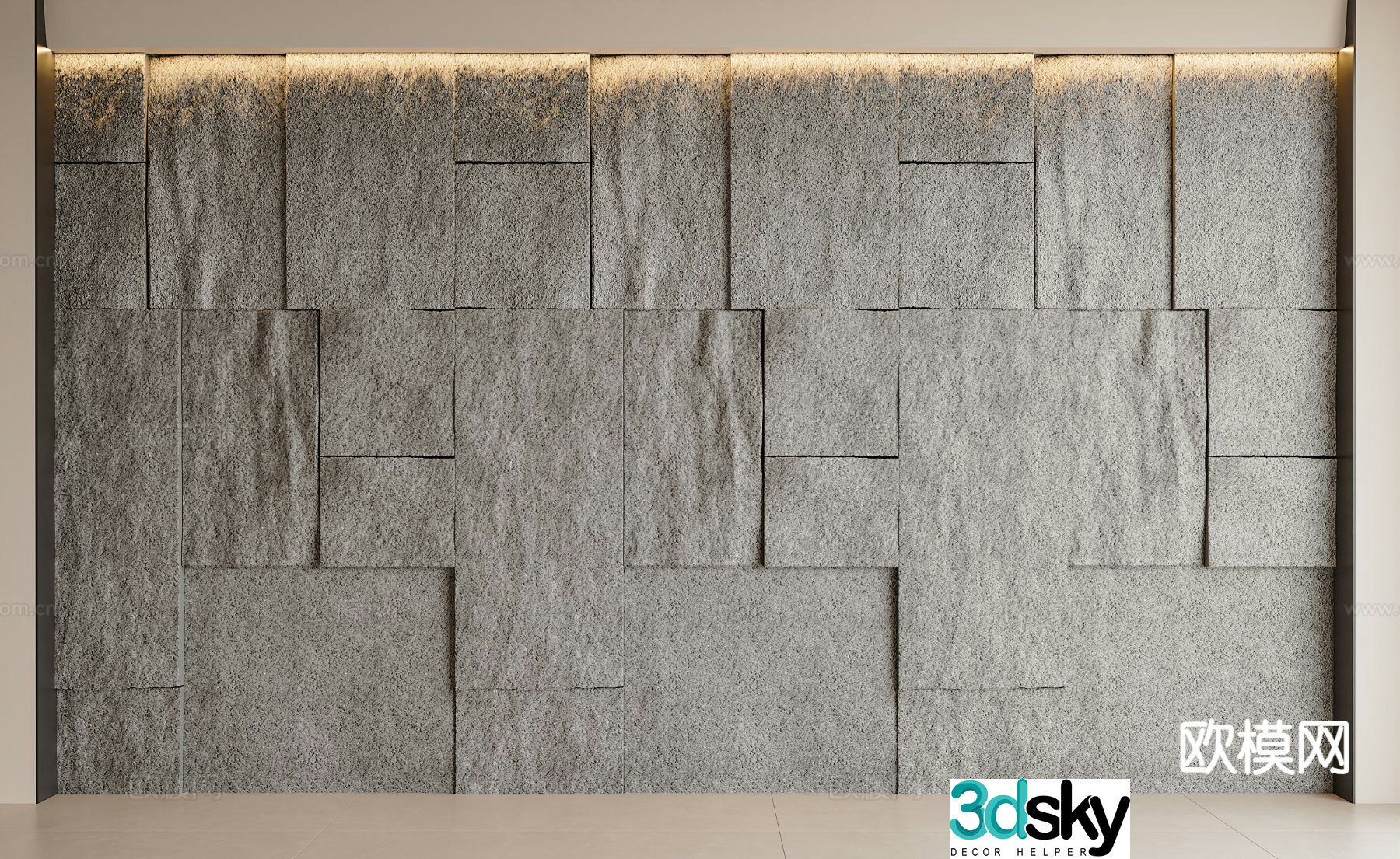 Modern wool stone background wall stone wall wool stone wall cultural stone 3d model