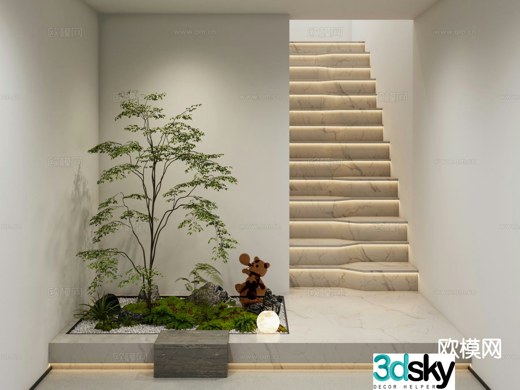 Modern stairwell staircase landscape 3d model