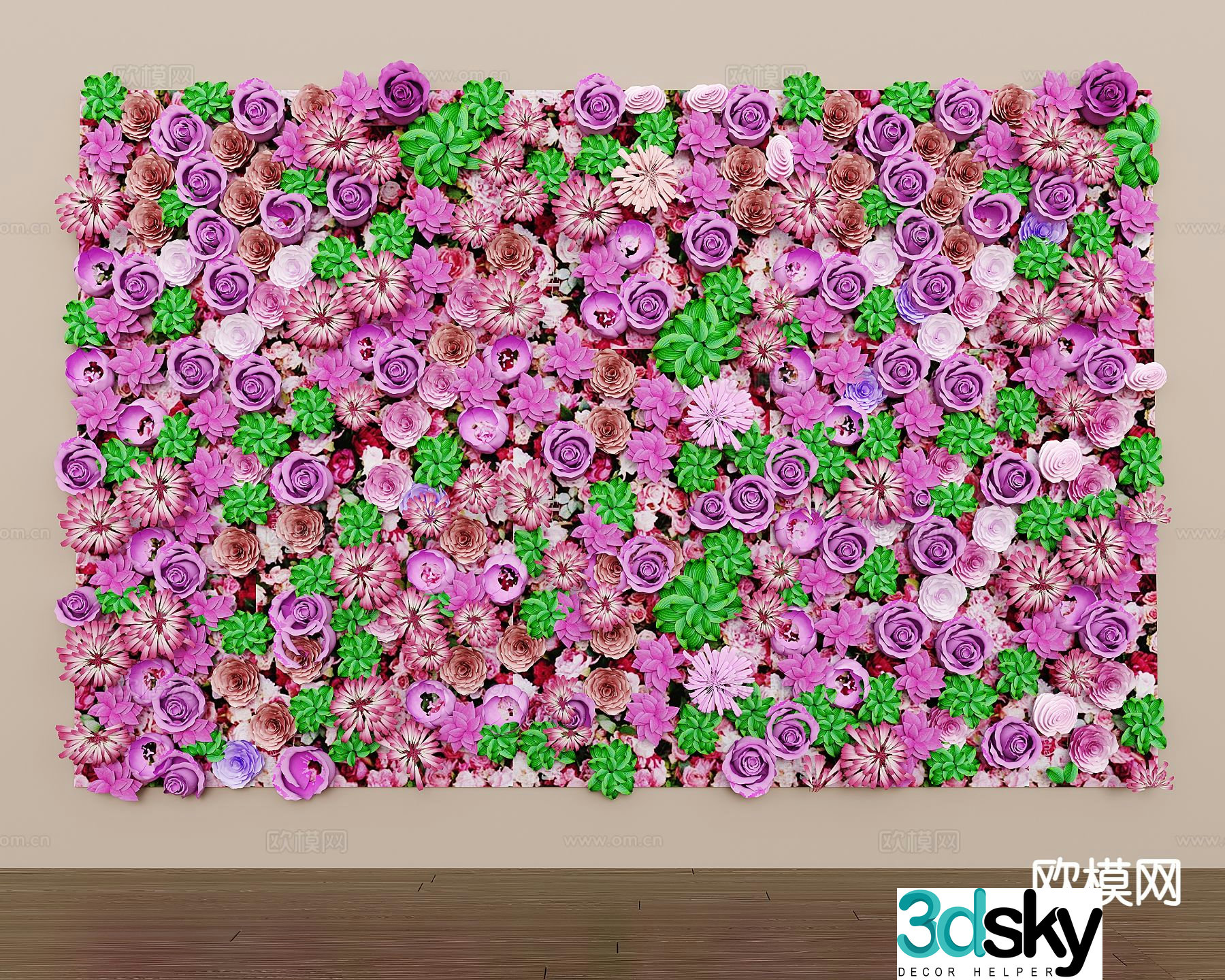 Modern rose wall green plant wall plant wall 3d model