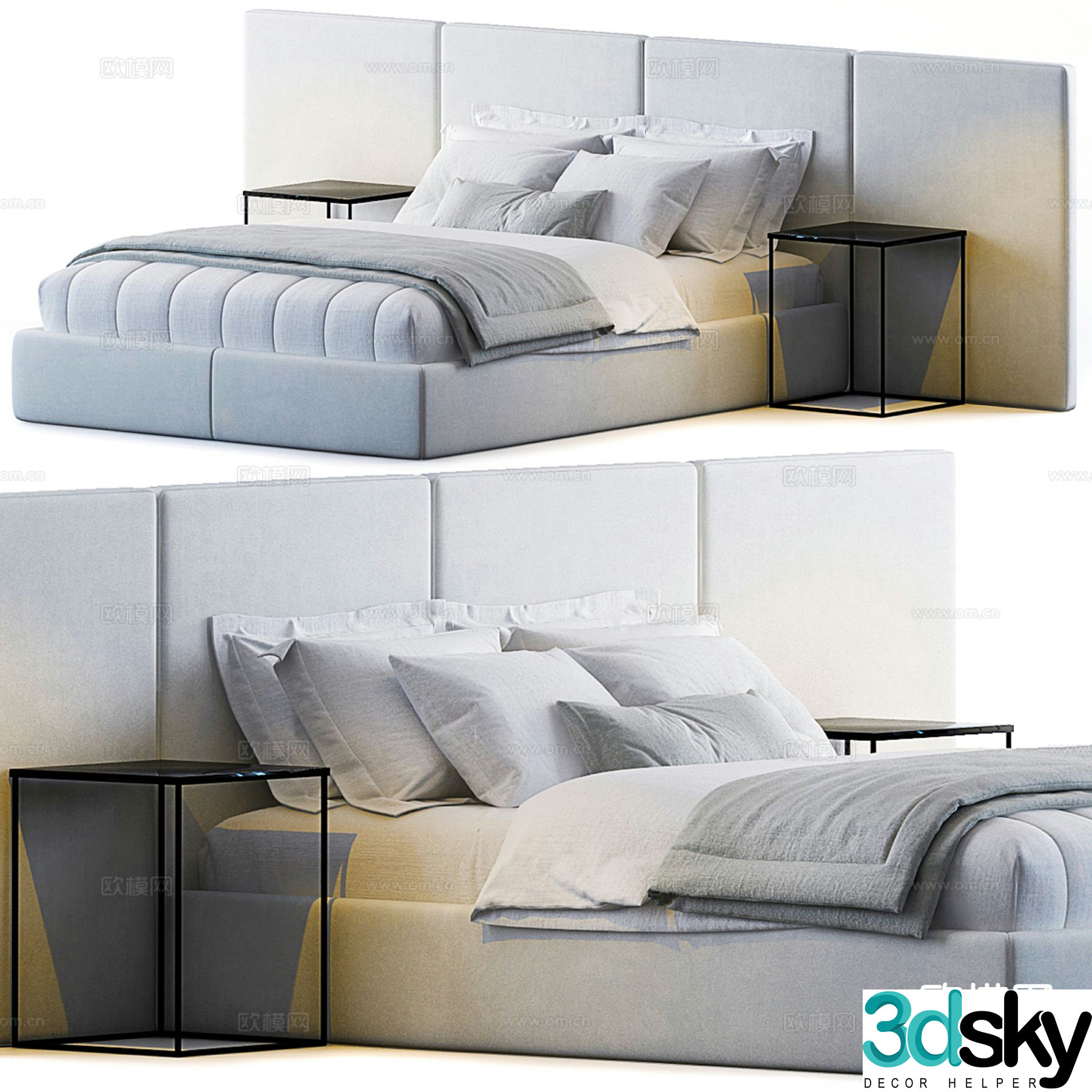 One and home modern fabric double bed 3d model